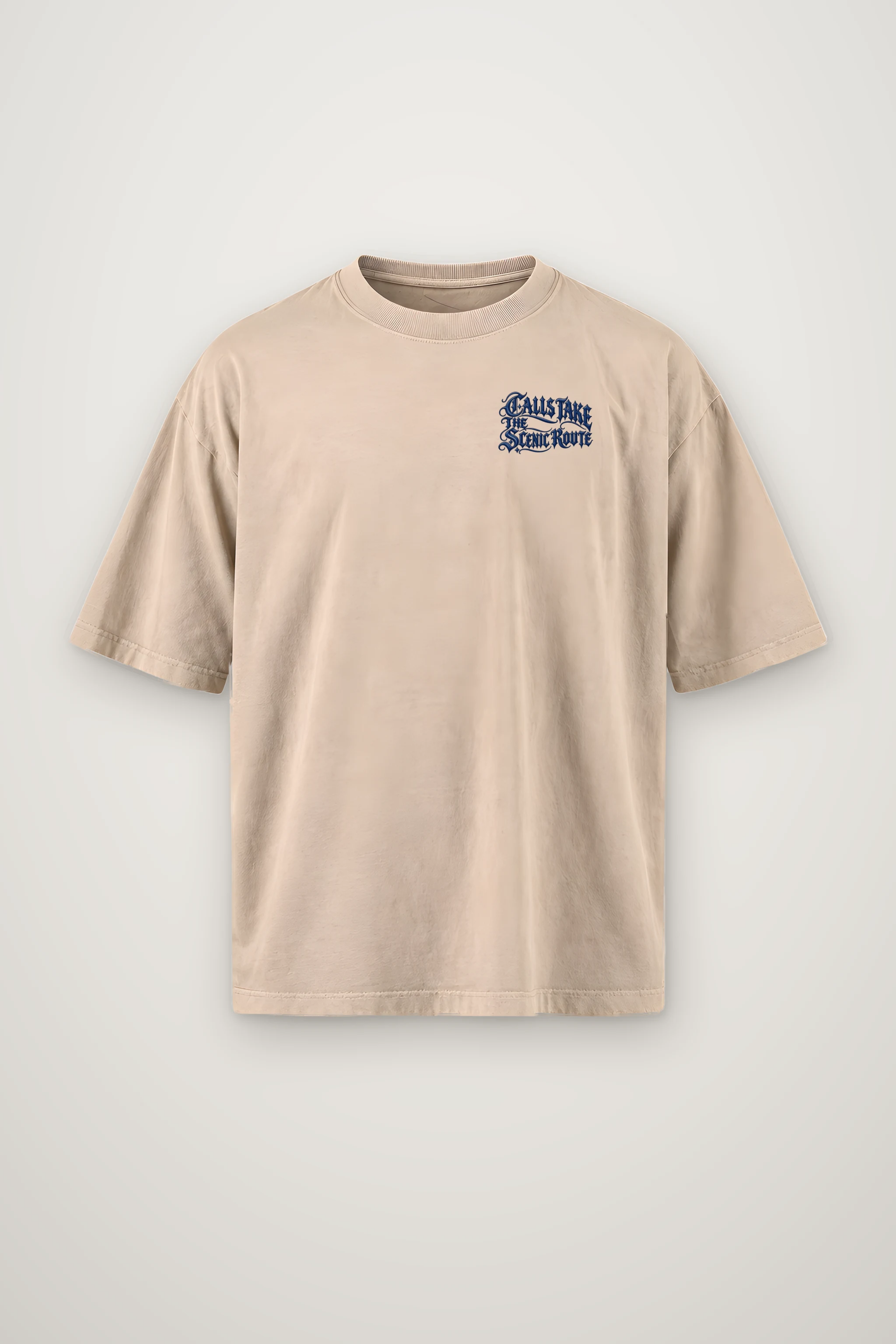 "Calls Take the Scenic Route" Men's Oversized Heavyweight Crewneck T-Shirt