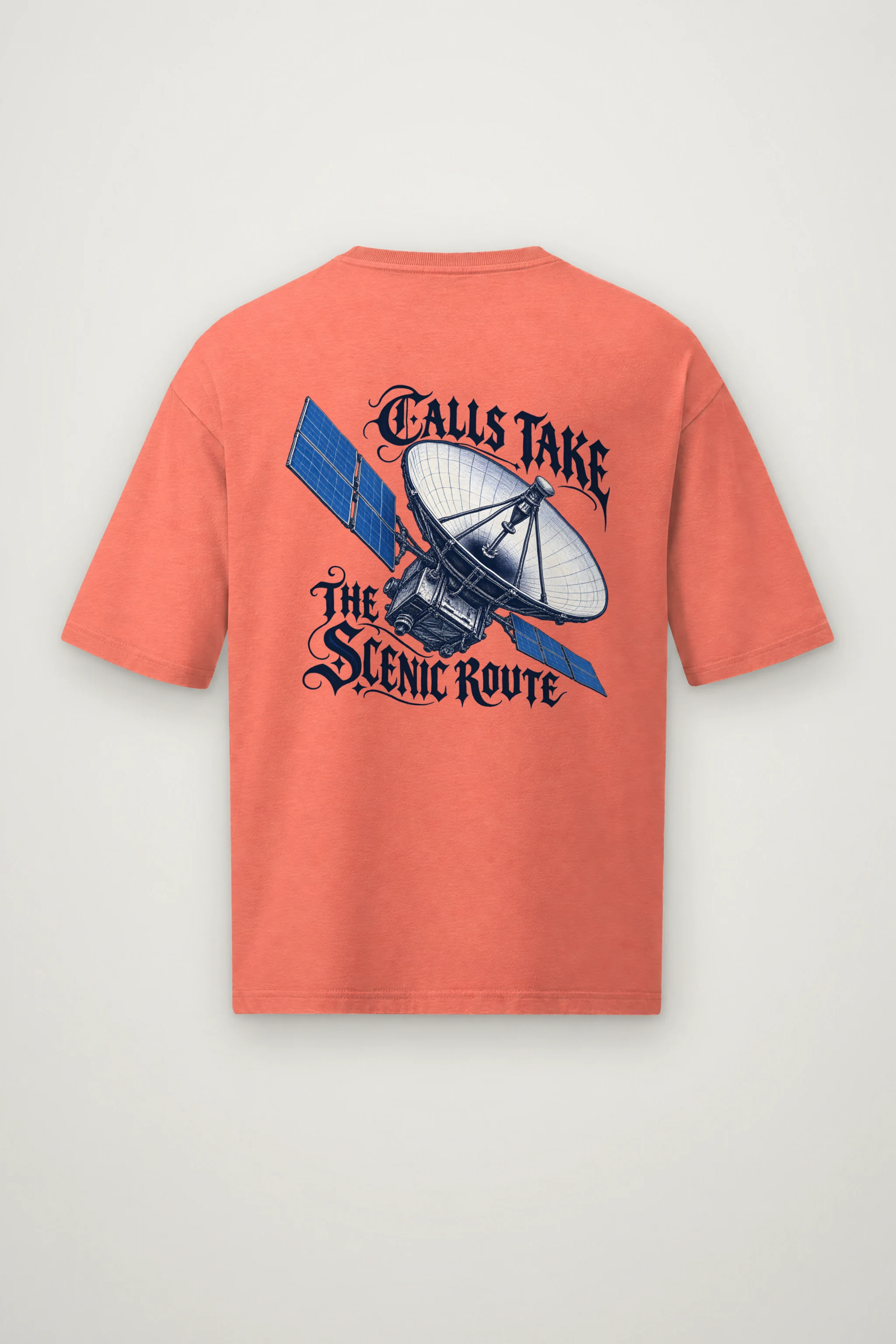 "Calls Take the Scenic Route" Men's Oversized Heavyweight Crewneck T-Shirt