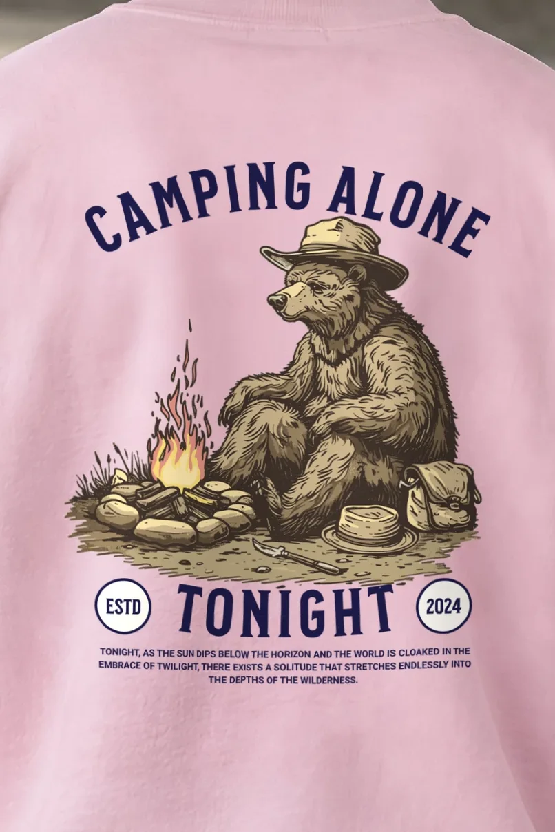 "Camping Alone Tonight" 1 Crewneck Sweatshirt - the graphic up close