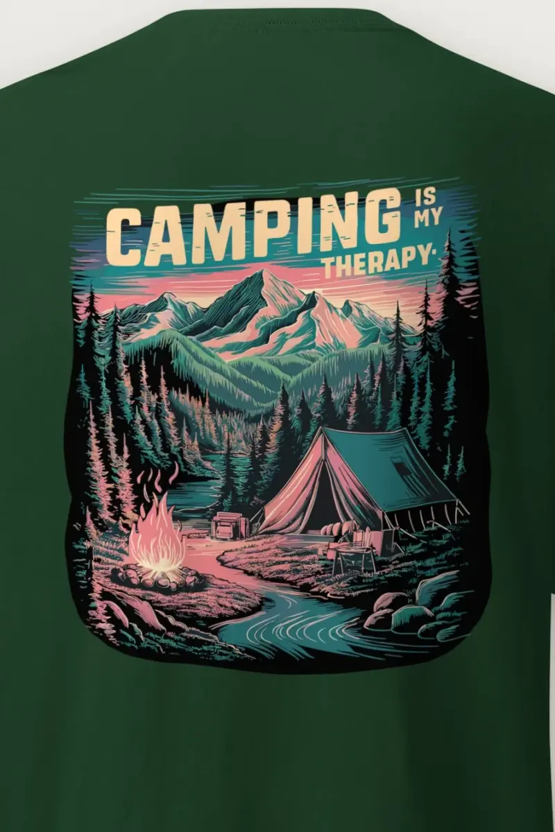 "Camping Is My Therapy" Heavyweight Unisex Crewneck T-shirt