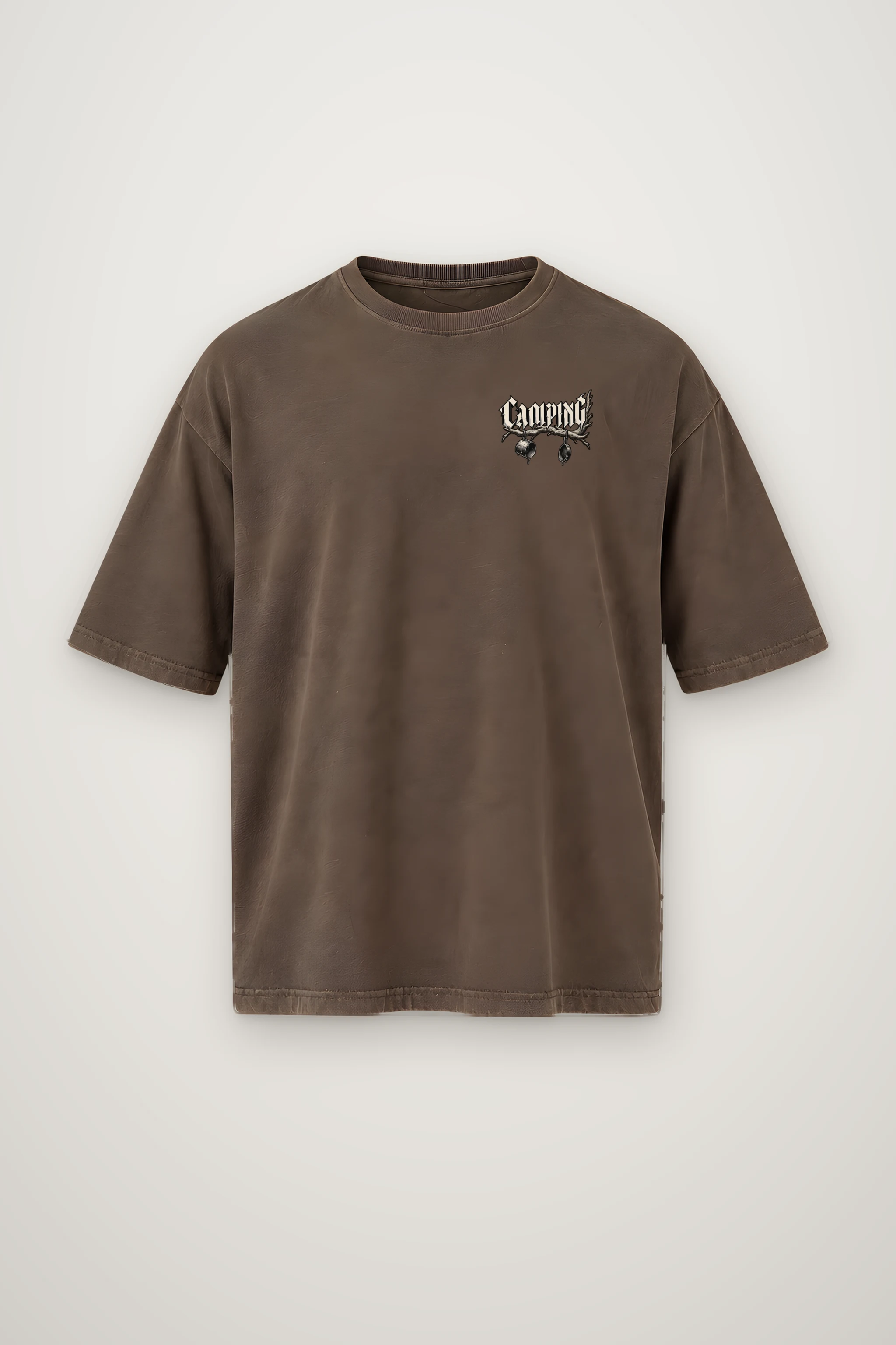 "Camping Still Involves Dishes" Men's Oversized Heavyweight Crewneck T-Shirt