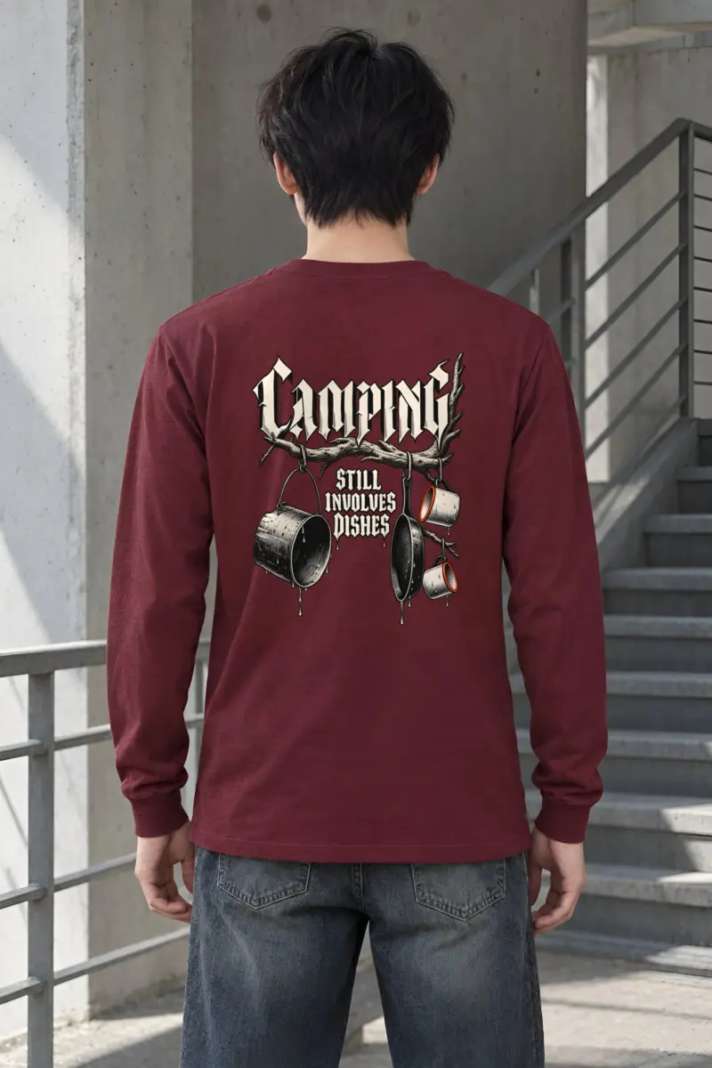 “Camping Still Involves Dishes” Unisex Longsleeve T-shirt