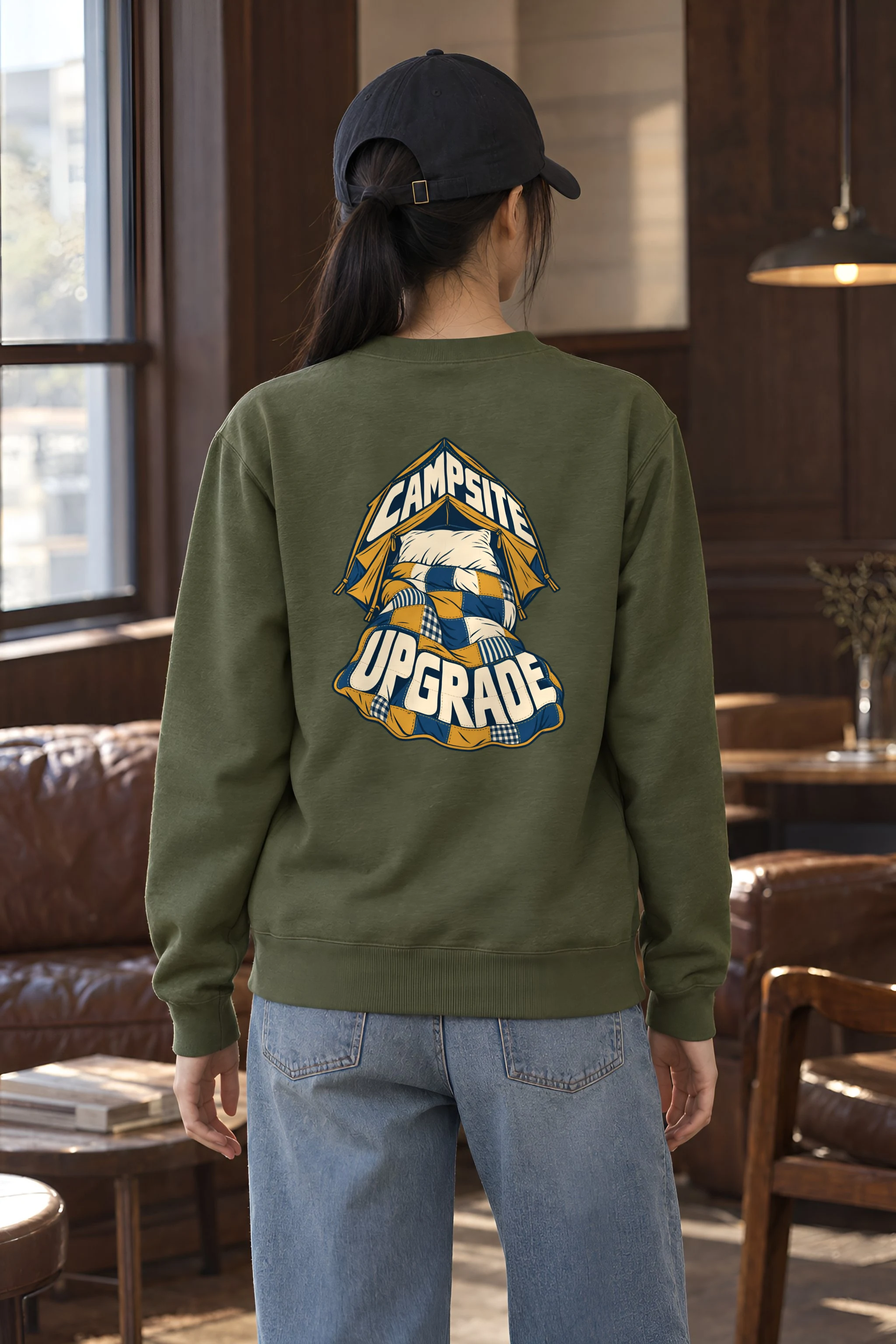 "Campsite Upgrade" Heavy Blend Unisex Crewneck Sweatshirt