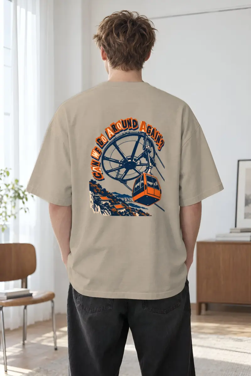 "Can We Go Around Again" Men's Oversized Heavyweight Crewneck T-Shirt