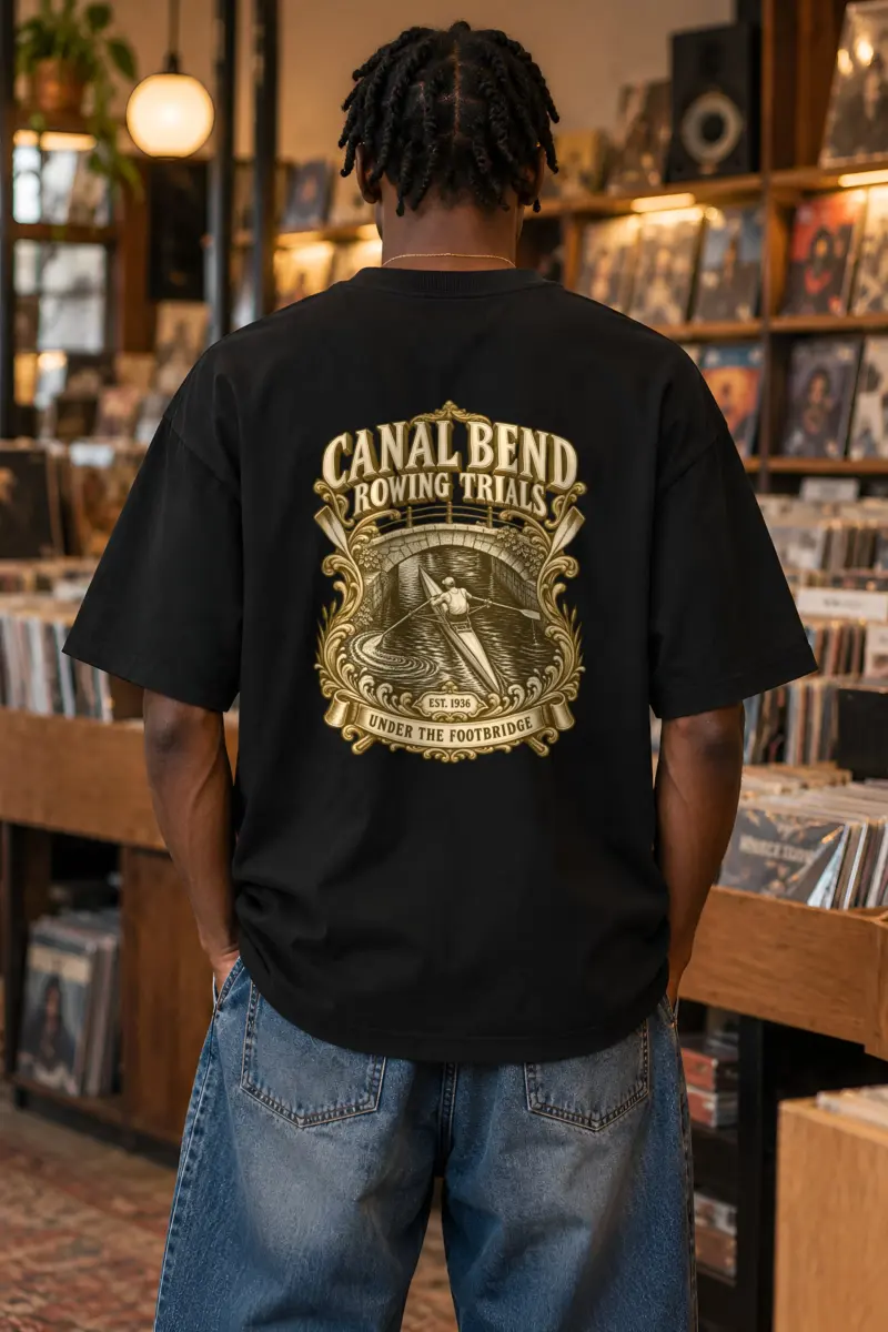 "Canal Bend Rowing Trials" Unisex Oversized Heavyweight Crewneck T-Shirt