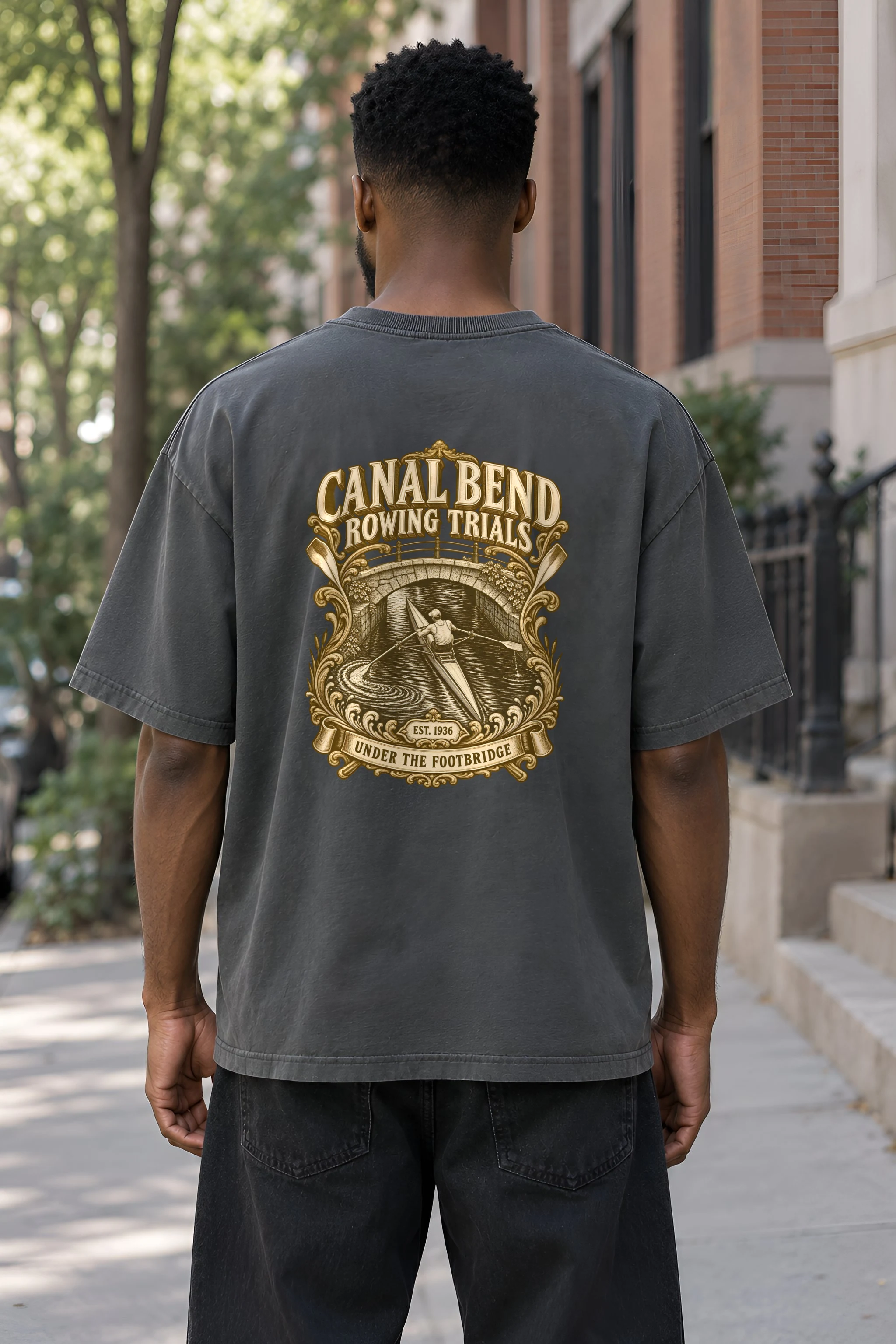 "Canal Bend Rowing Trials" Unisex Oversized Heavyweight Crewneck T-Shirt