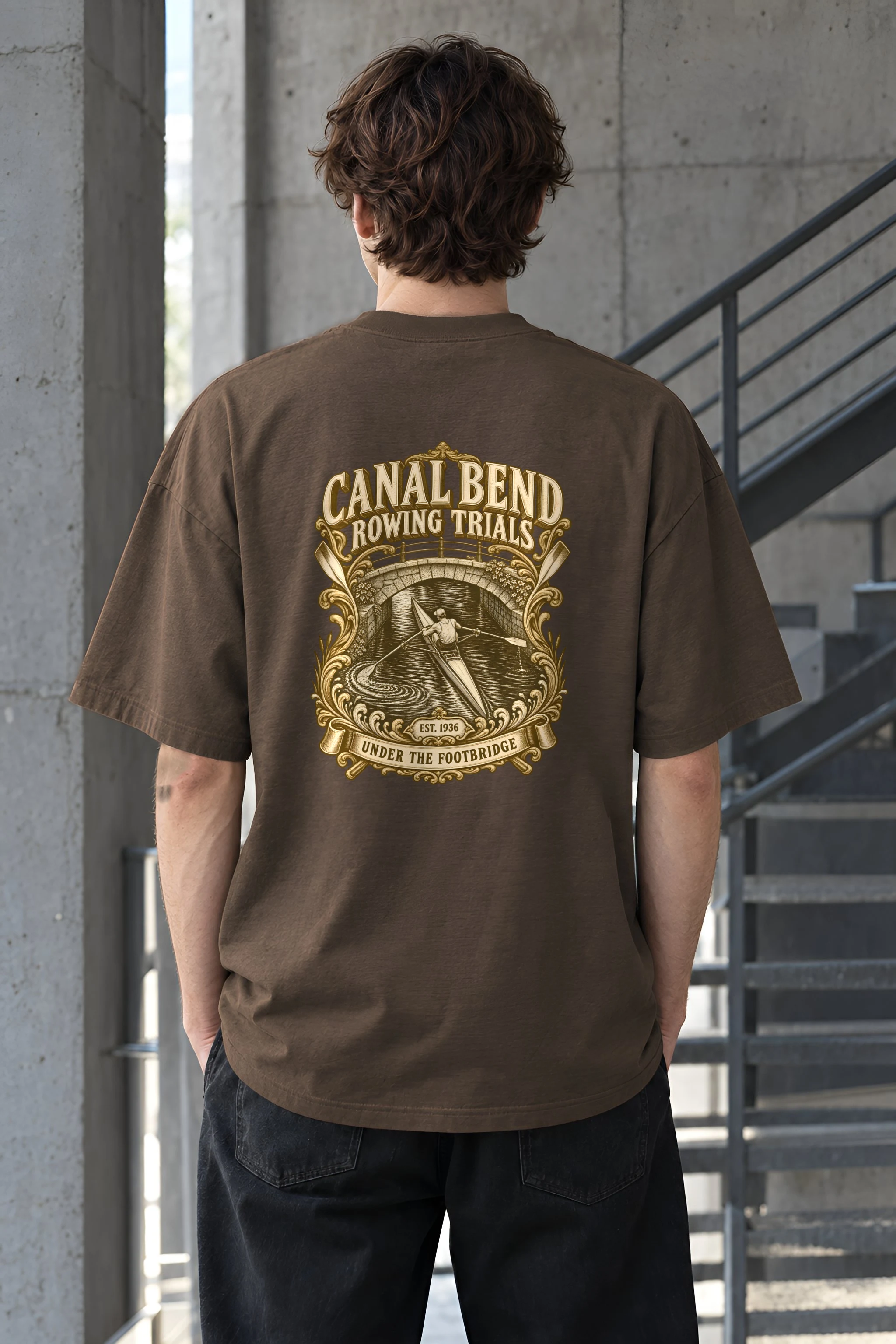 "Canal Bend Rowing Trials" Unisex Oversized Heavyweight Crewneck T-Shirt