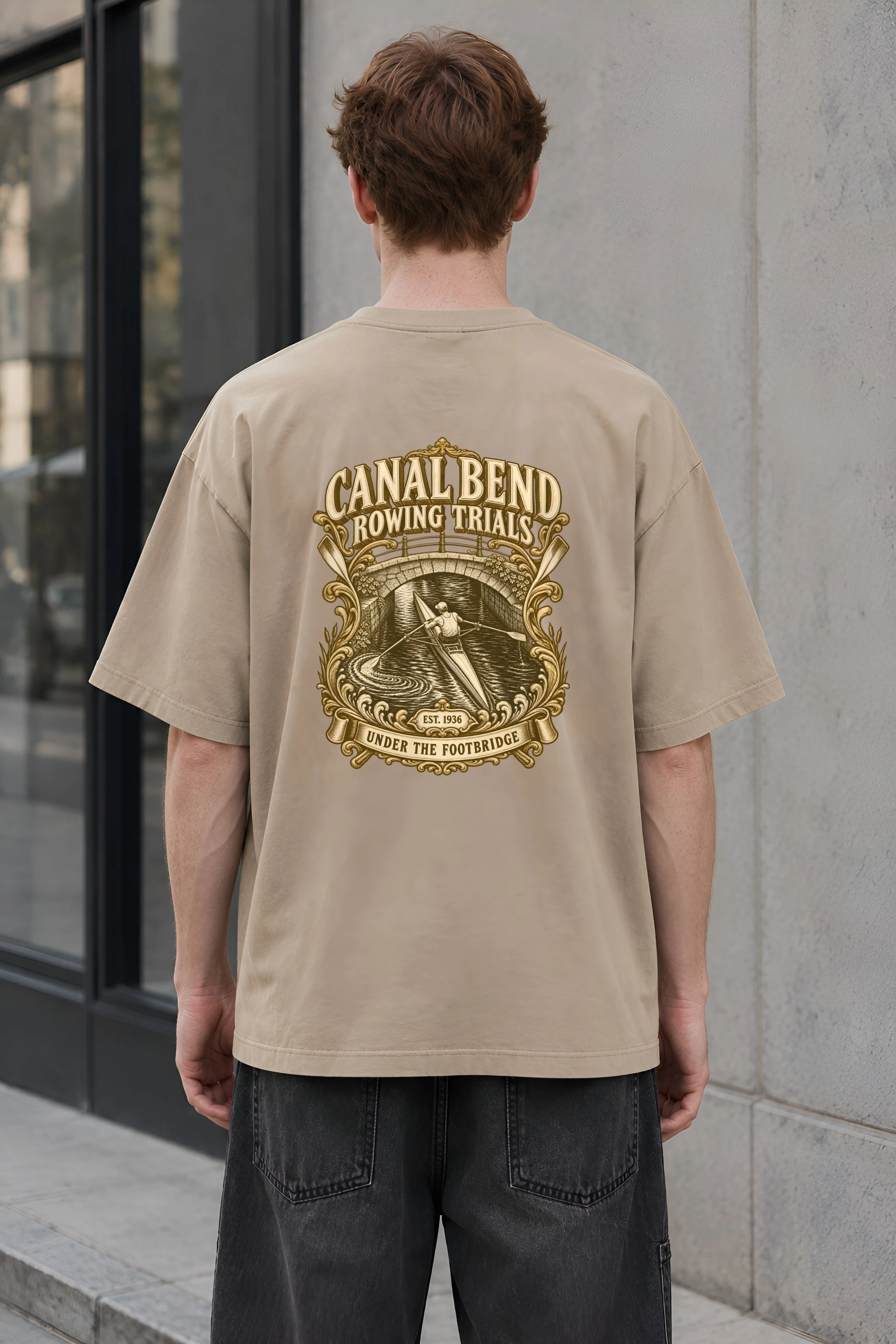 "Canal Bend Rowing Trials" Unisex Oversized Heavyweight Crewneck T-Shirt