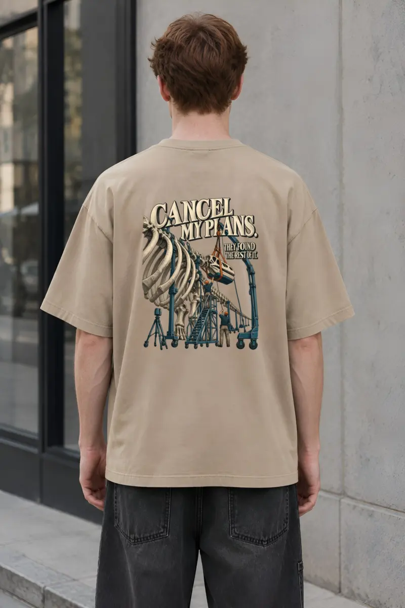 "Cancel My Plans" Unisex Oversized Heavyweight Crewneck T-Shirt