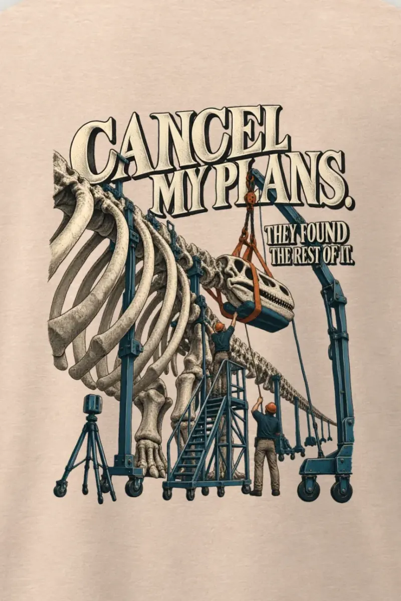 "Cancel My Plans" Men’s Oversized Heavyweight Crewneck T-Shirt - the graphic up close
