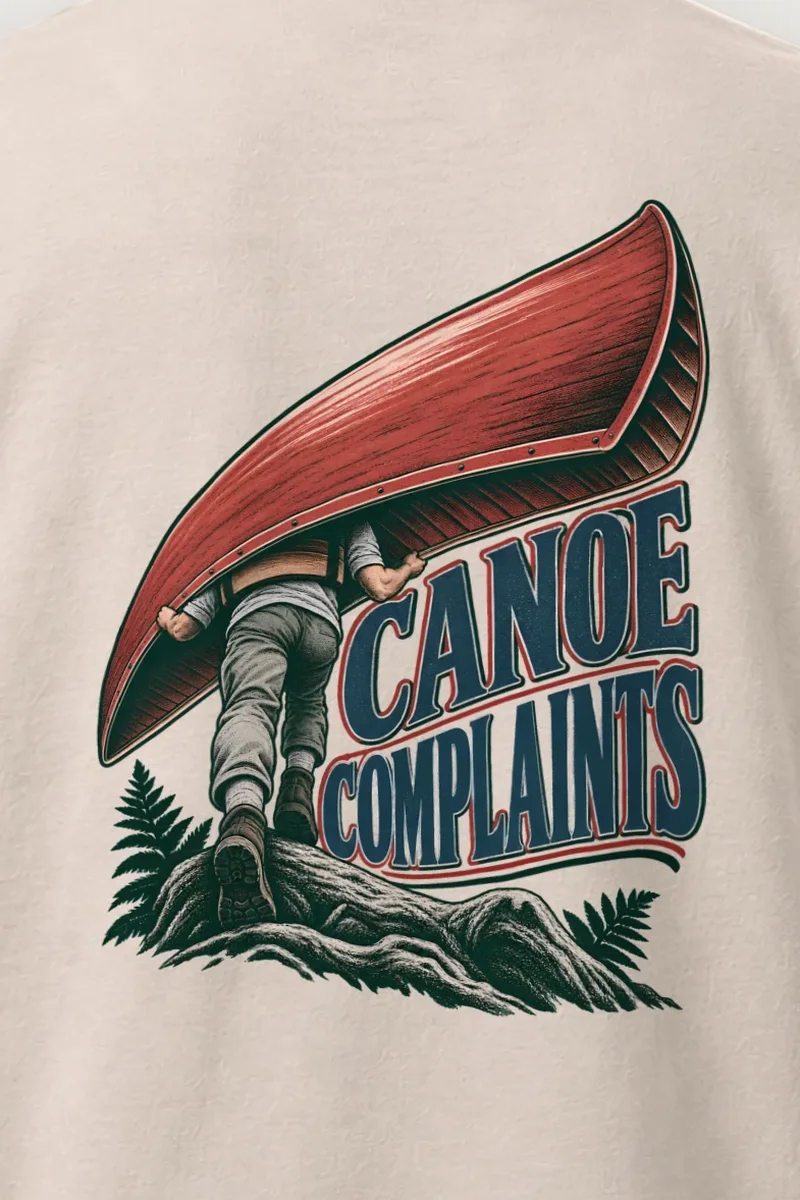 "Canoe Complaints" Heavyweight Unisex Crewneck T-shirt - the graphic up close