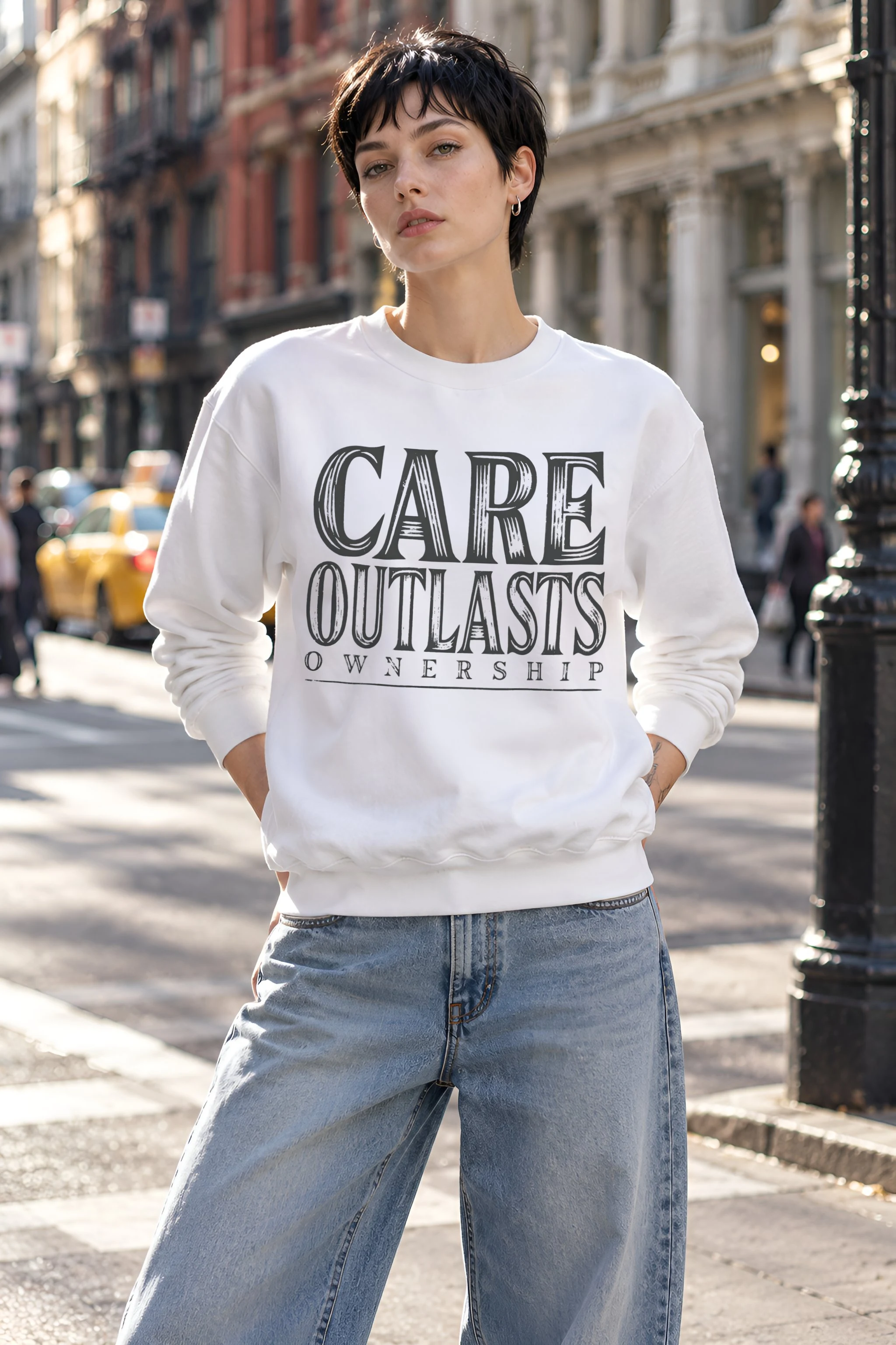 "Care Outlasts Ownership" Heavy Blend Unisex Crewneck Sweatshirt