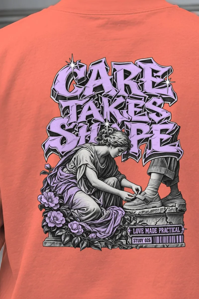 "Care Takes Shape" Men’s Oversized Heavyweight Crewneck T-Shirt