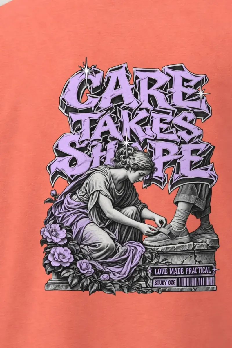 "Care Takes Shape" Men’s Oversized Heavyweight Crewneck T-Shirt