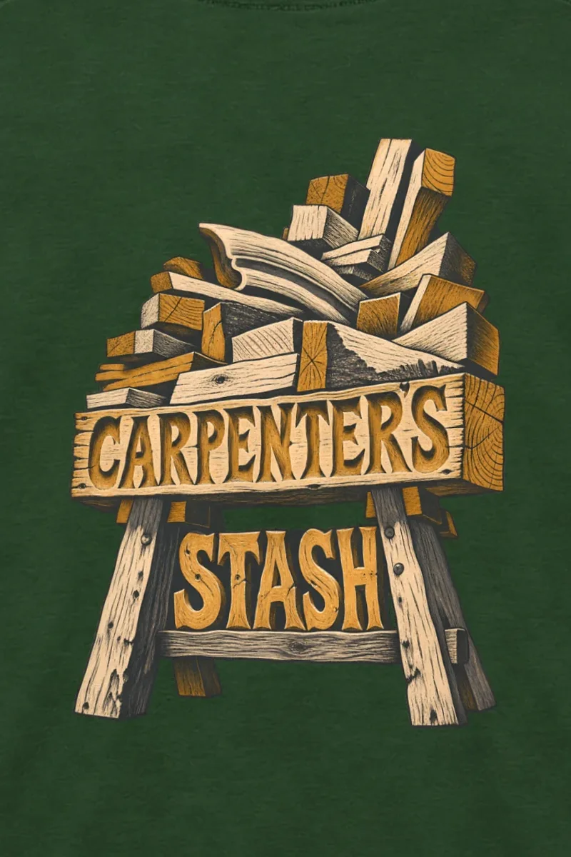 "Carpenter’s Stash" Unisex Longsleeve T-shirt - the graphic up close