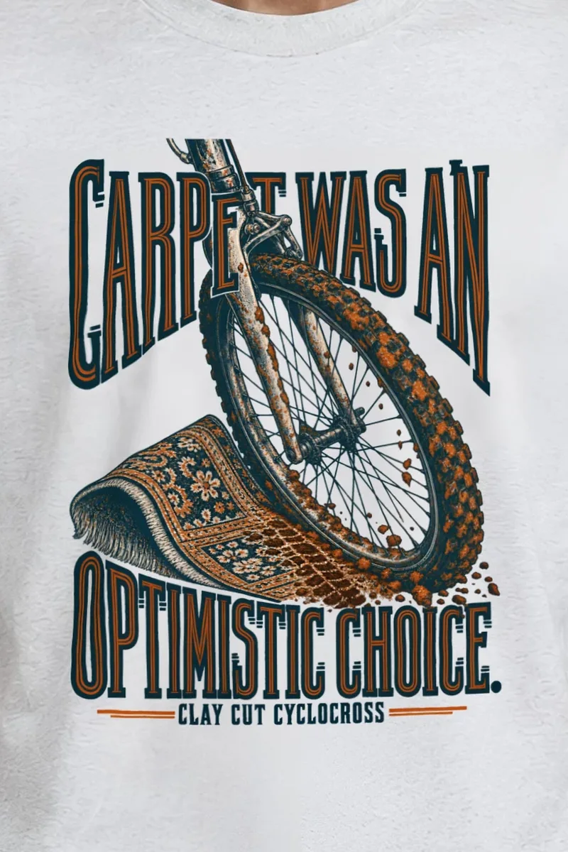 "Carpet Was an Optimistic Choice" Heavyweight Unisex Crewneck T-shirt - the graphic up close