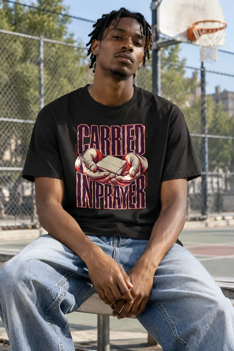 "Carried in Prayer" Heavyweight Unisex Crewneck T-shirt