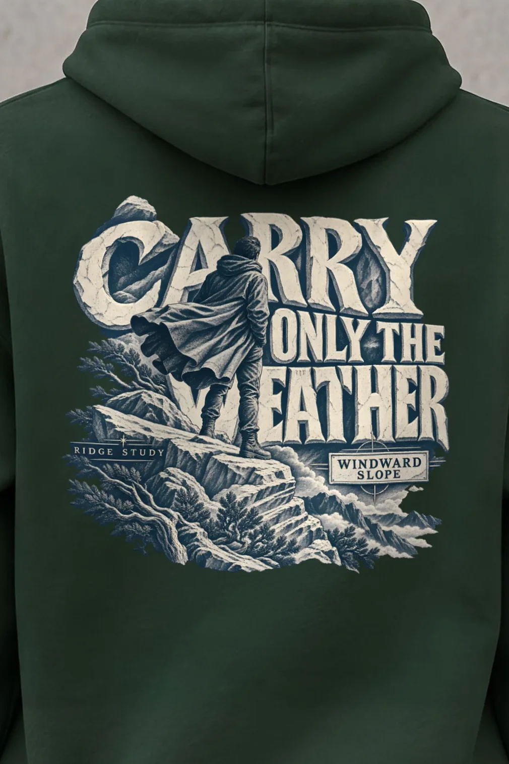 "Carry Only the Weather" Heavy Blend Unisex Pullover Hoodie - the graphic up close
