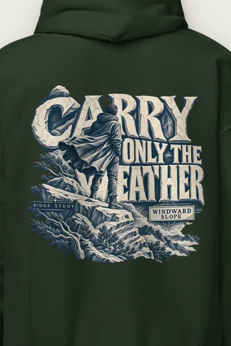 "Carry Only the Weather" Heavy Blend Unisex Pullover Hoodie - the graphic up close