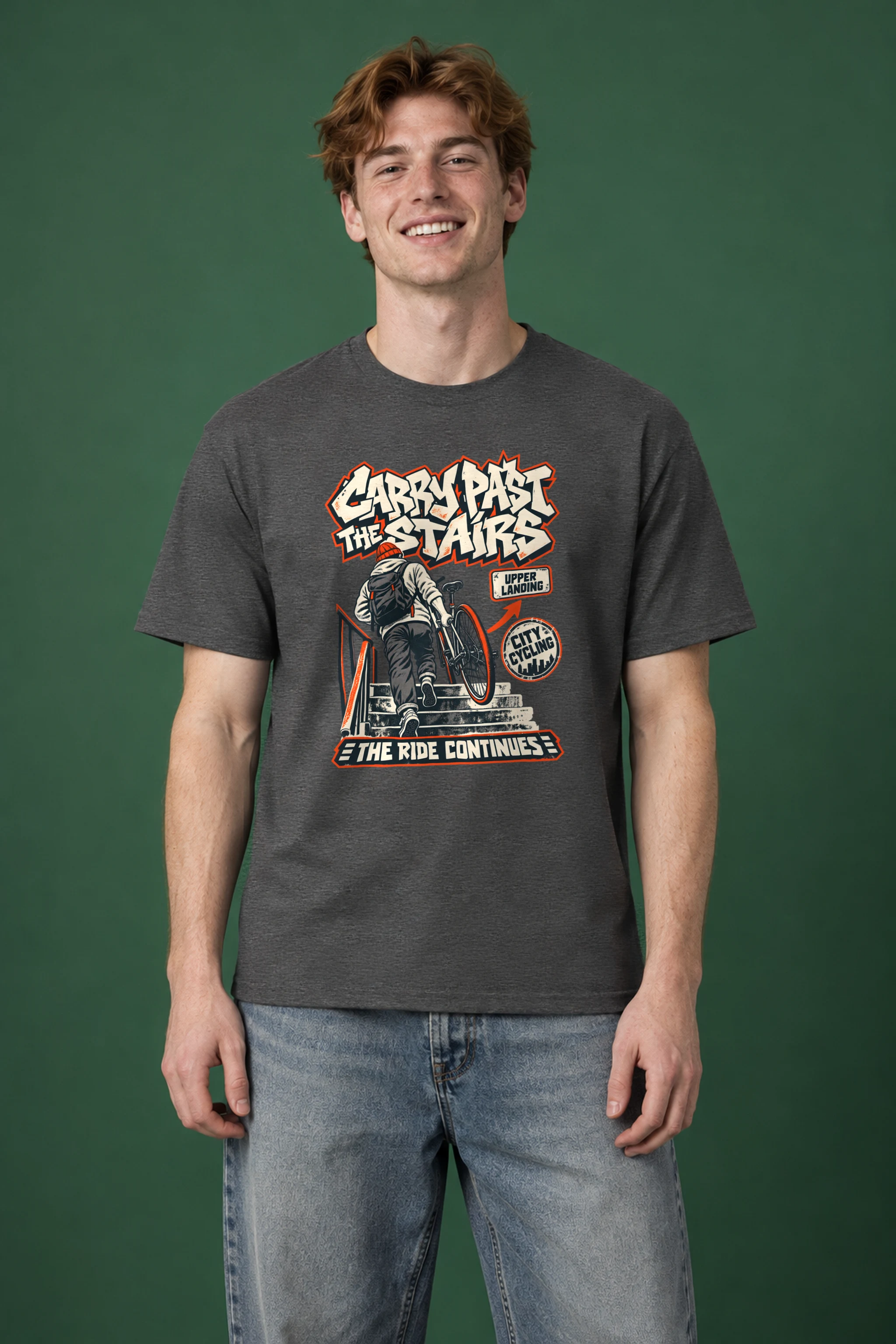 "Carry Past the Stairs" Heavyweight Unisex Crewneck T-shirt