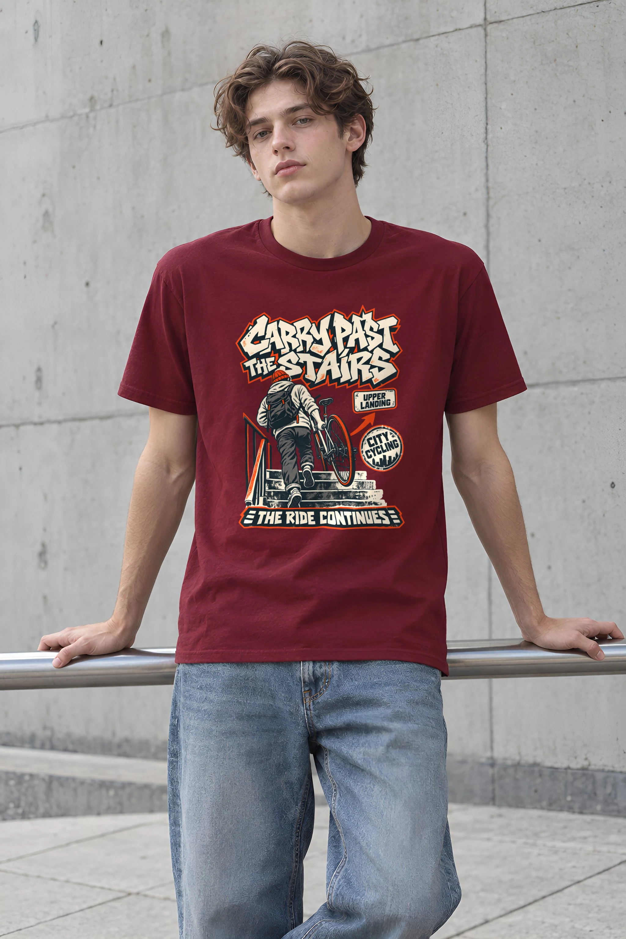 "Carry Past the Stairs" Heavyweight Unisex Crewneck T-shirt