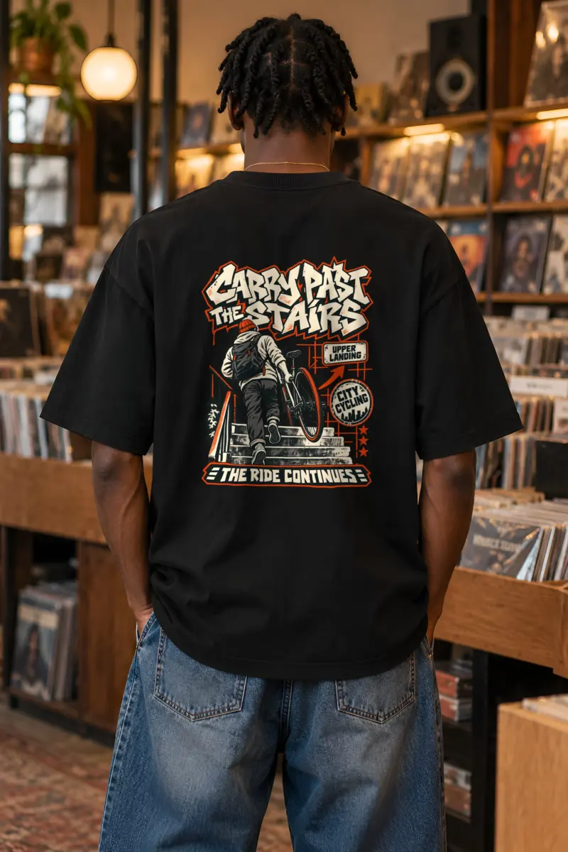 "Carry Past the Stairs" Unisex Oversized Heavyweight Crewneck T-Shirt