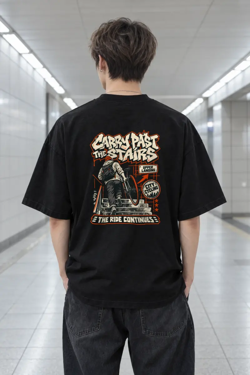 "Carry Past the Stairs" Men's Oversized Heavyweight Crewneck T-Shirt