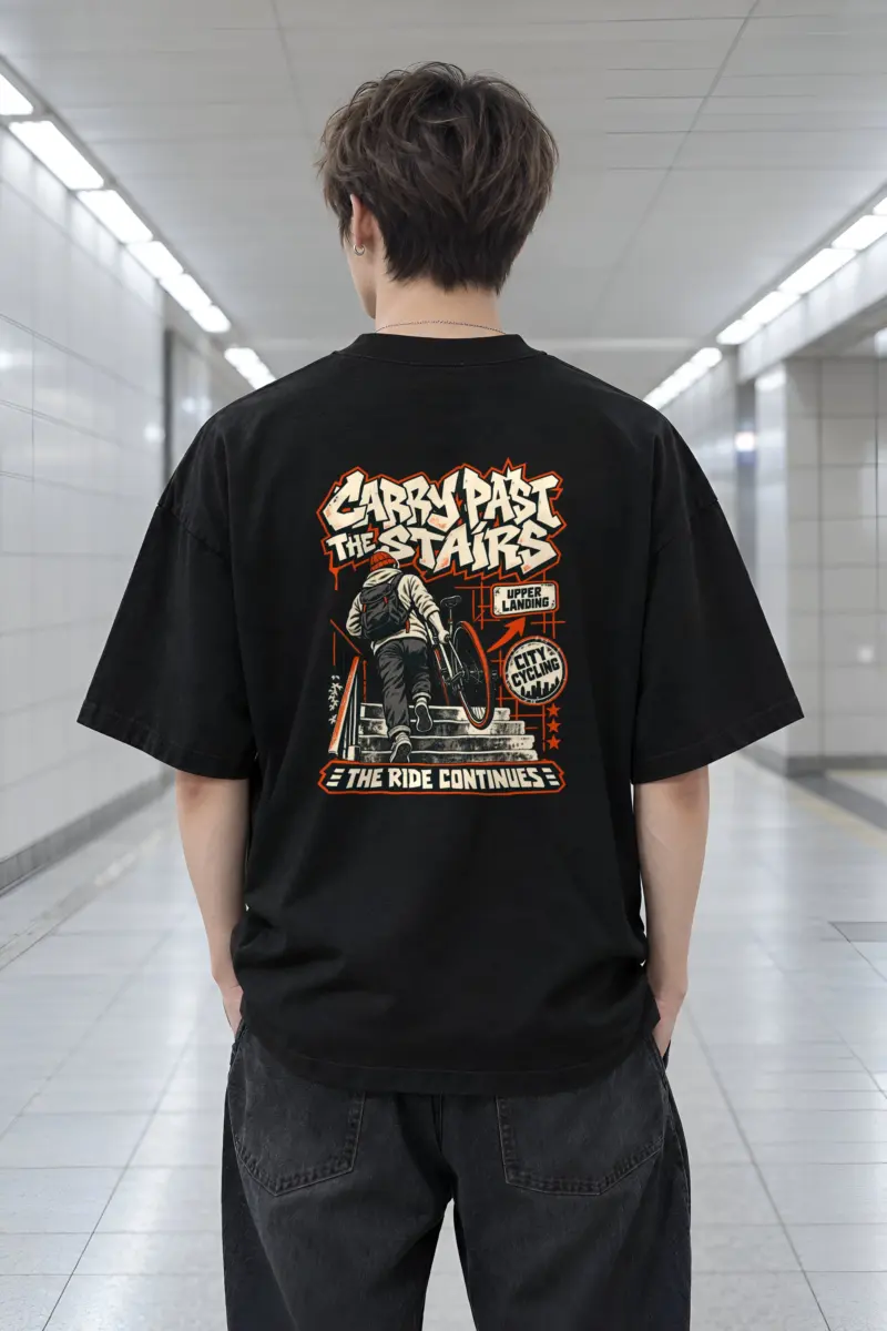 "Carry Past the Stairs" Men's Oversized Heavyweight Crewneck T-Shirt