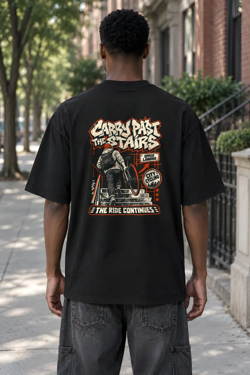 "Carry Past the Stairs" Men's Oversized Heavyweight Crewneck T-Shirt
