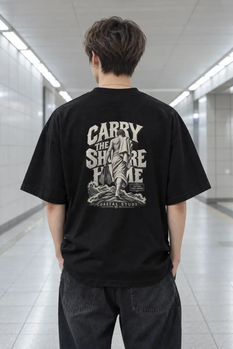 "Carry the Shore Home" Men's Oversized Heavyweight Crewneck T-Shirt