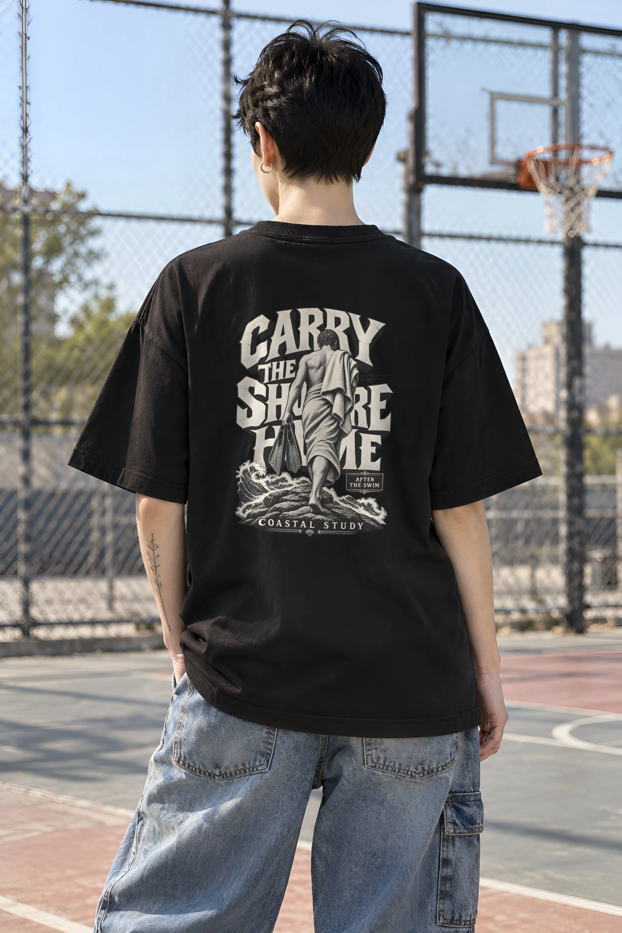 "Carry the Shore Home" Unisex Oversized Heavyweight Crewneck T-Shirt