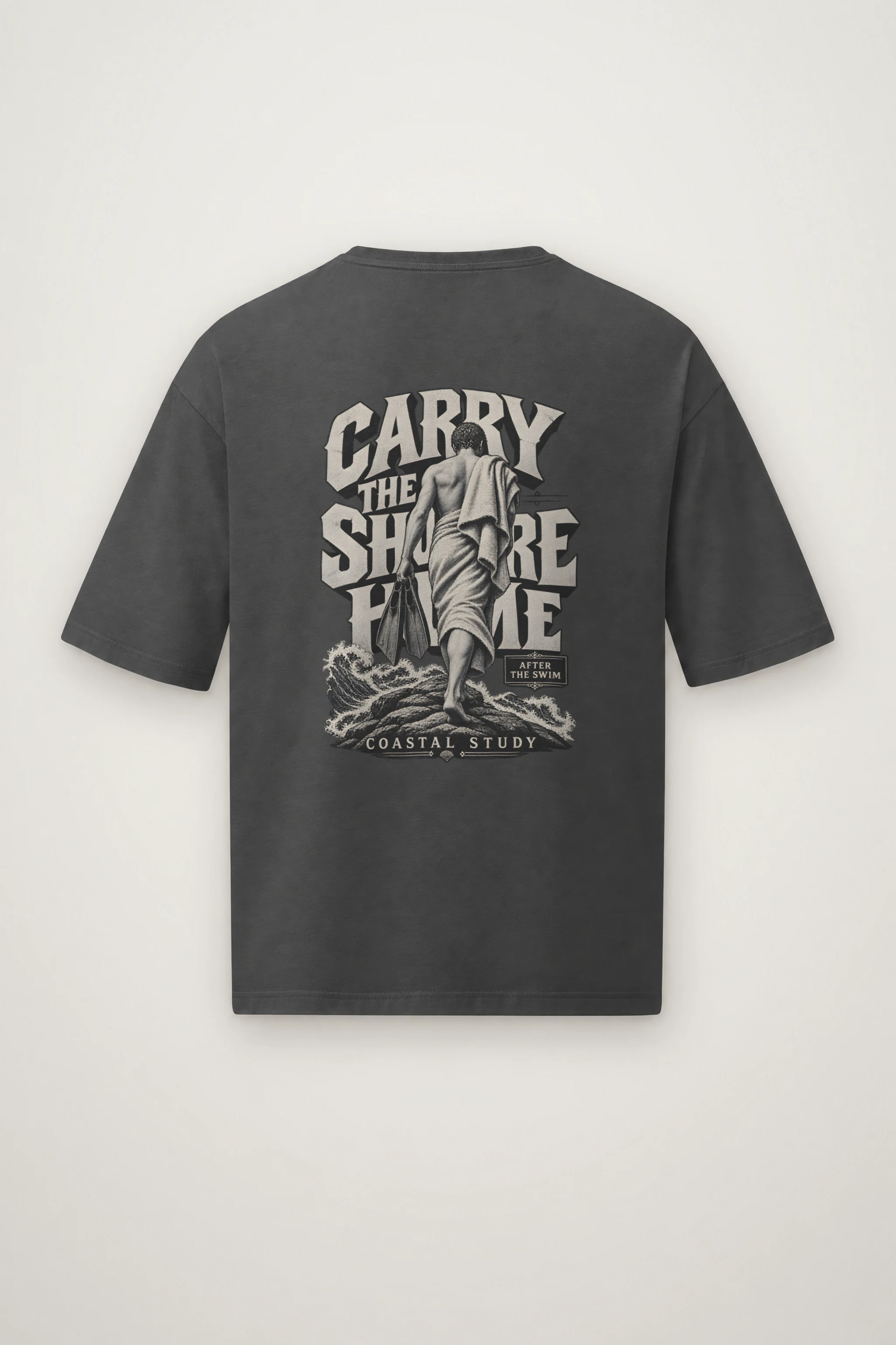 "Carry the Shore Home" Men's Oversized Heavyweight Crewneck T-Shirt