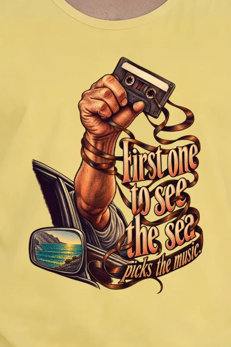 "Cassette Road Trip" Unisex Jersey Tank - the graphic up close
