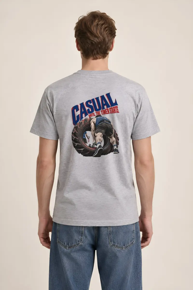 “Casual Until the Timer Starts” Heavyweight Unisex Crewneck T-shirt