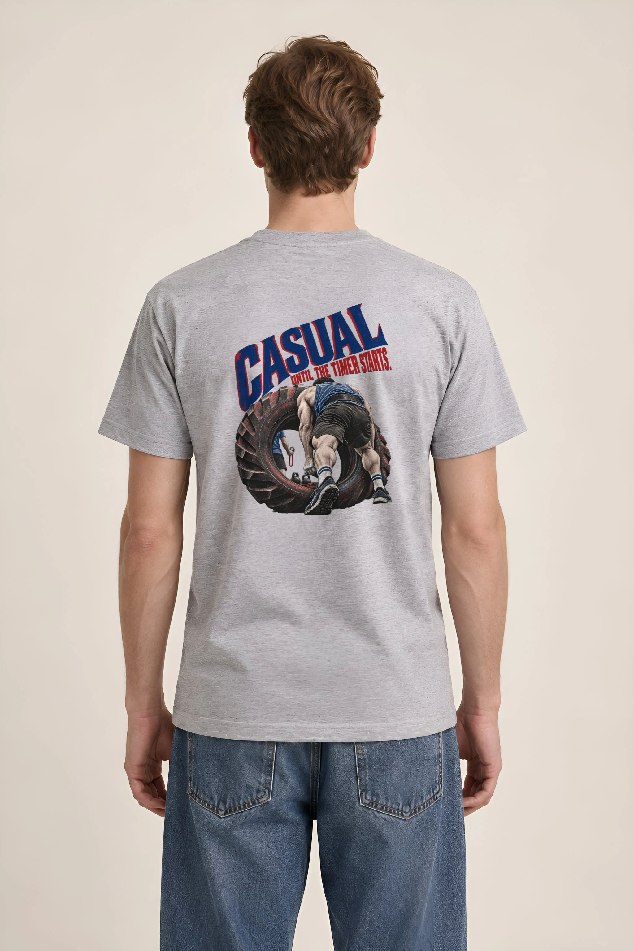 "Casual Until the Timer Starts" Heavyweight Unisex Crewneck T-shirt