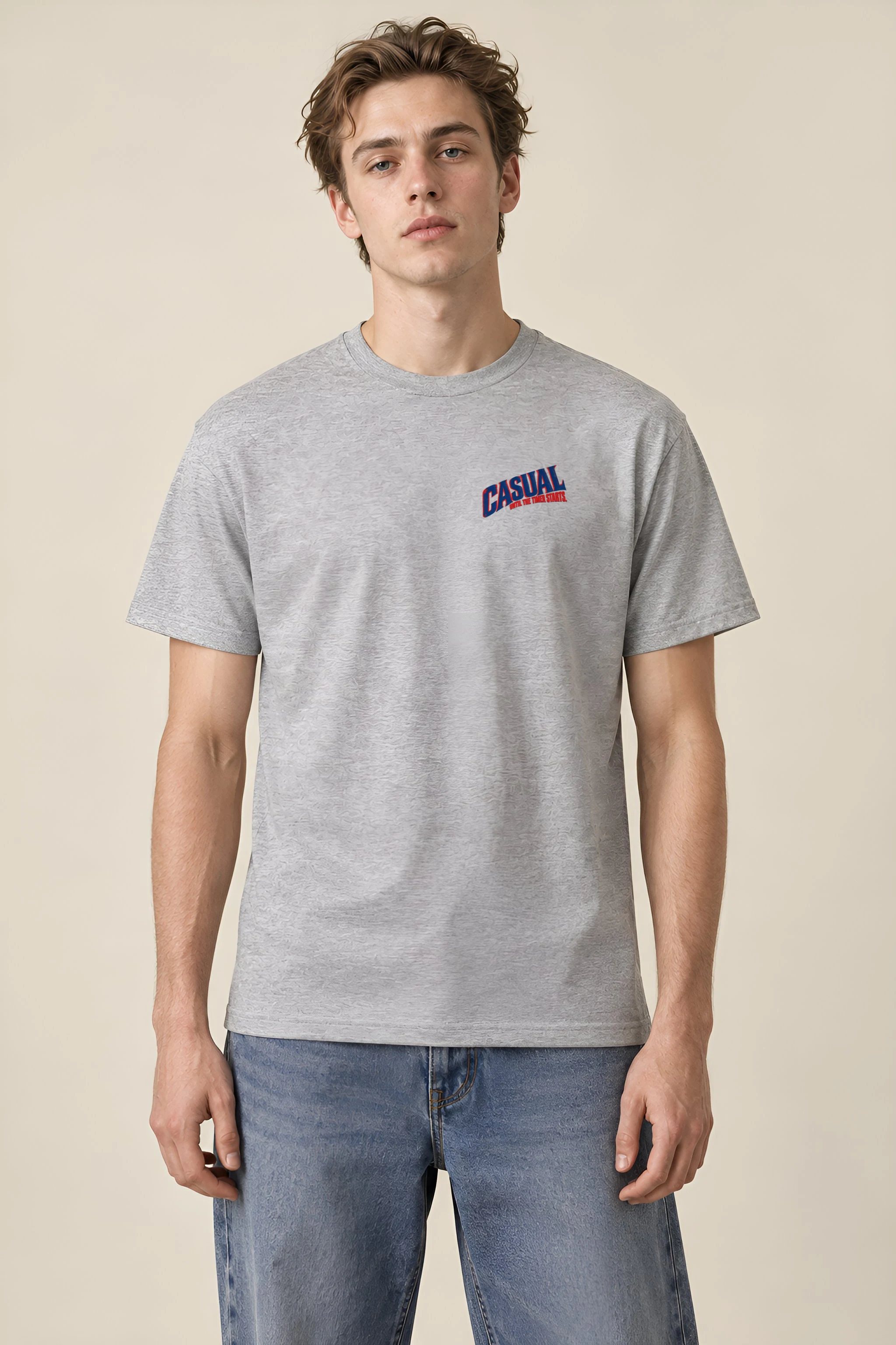 "Casual Until the Timer Starts" Heavyweight Unisex Crewneck T-shirt