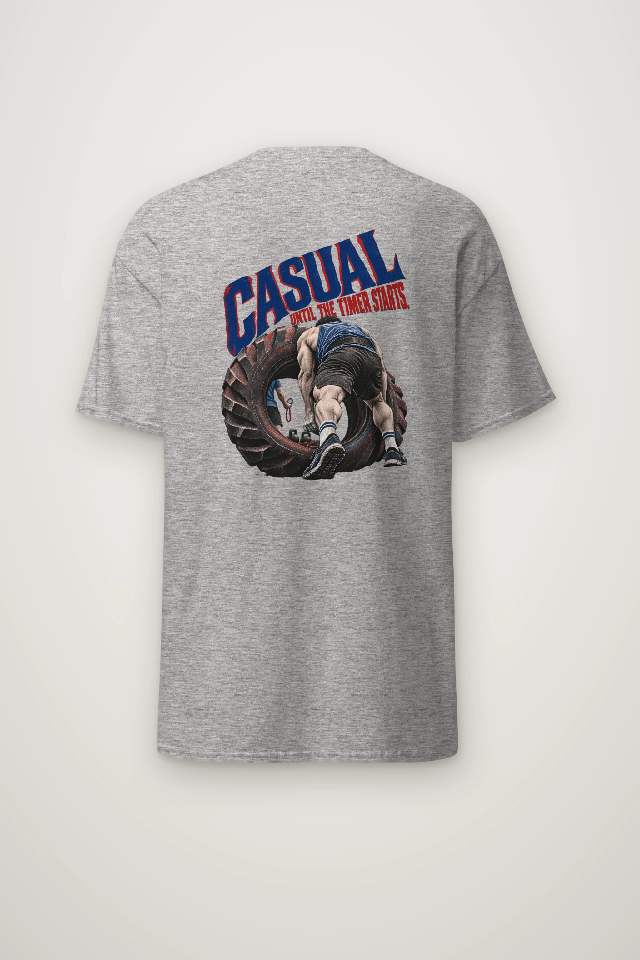 "Casual Until the Timer Starts" Heavyweight Unisex Crewneck T-shirt