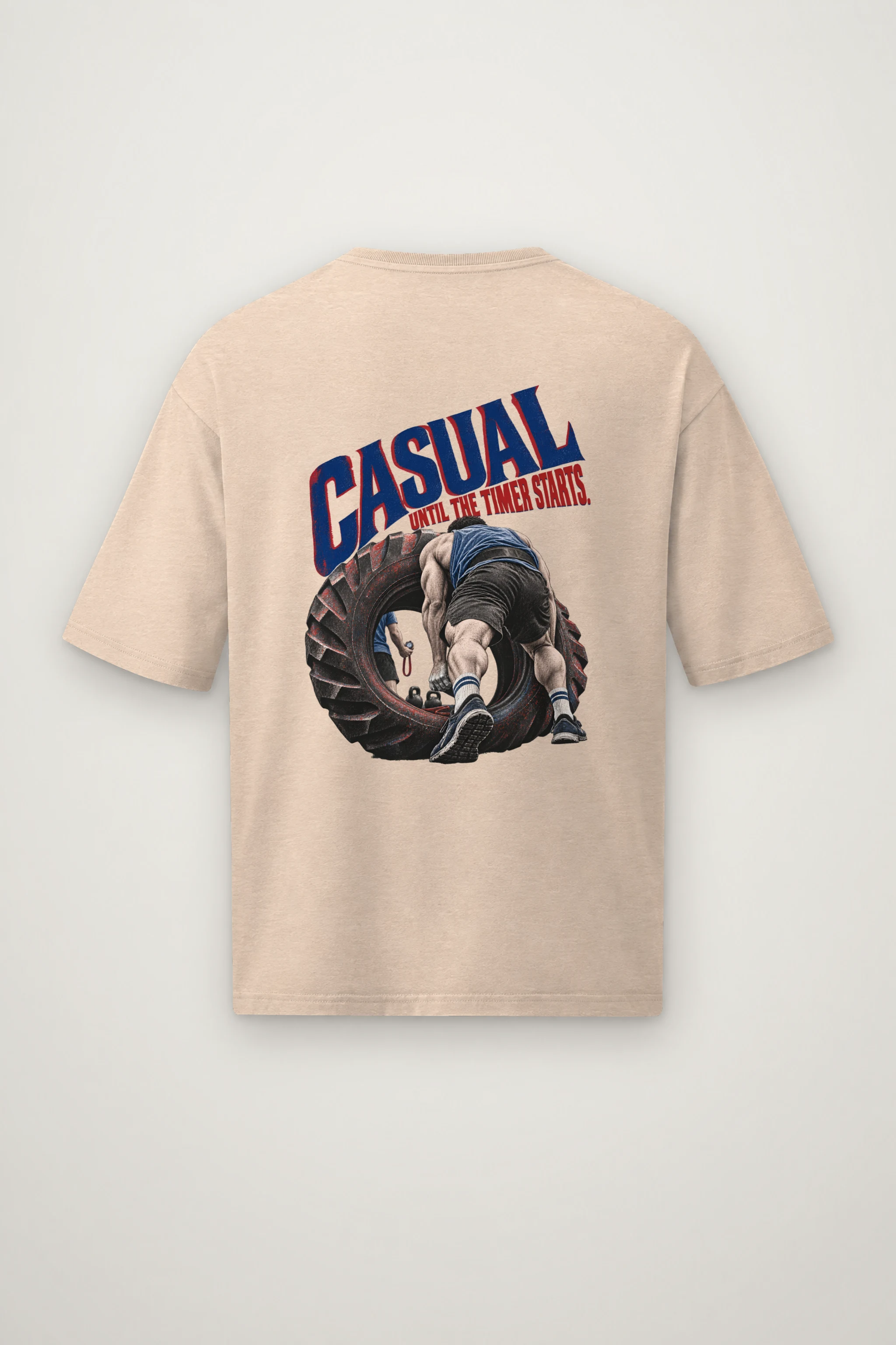 "Casual Until the Timer Starts" Men's Oversized Heavyweight Crewneck T-Shirt