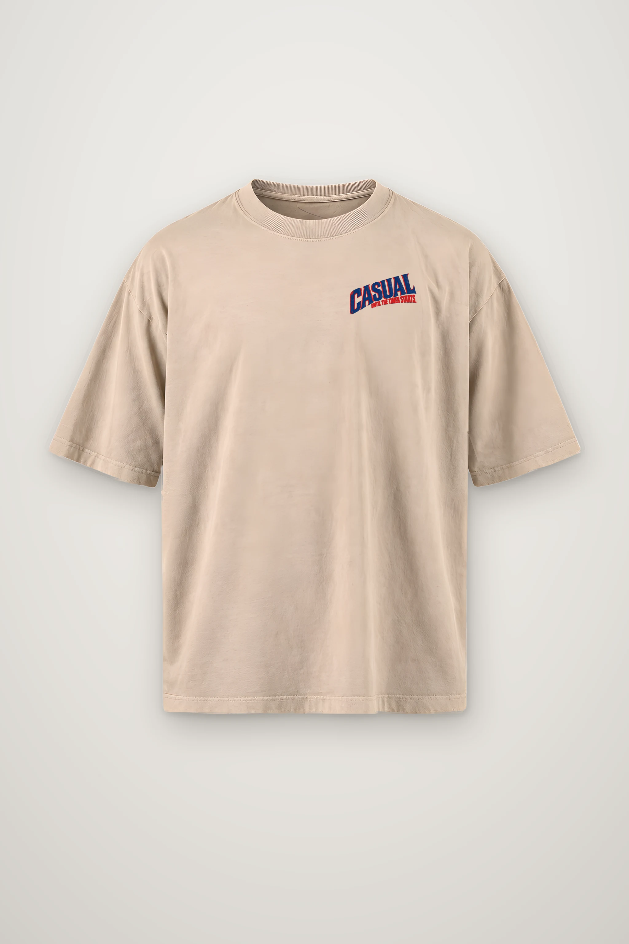"Casual Until the Timer Starts" Men's Oversized Heavyweight Crewneck T-Shirt