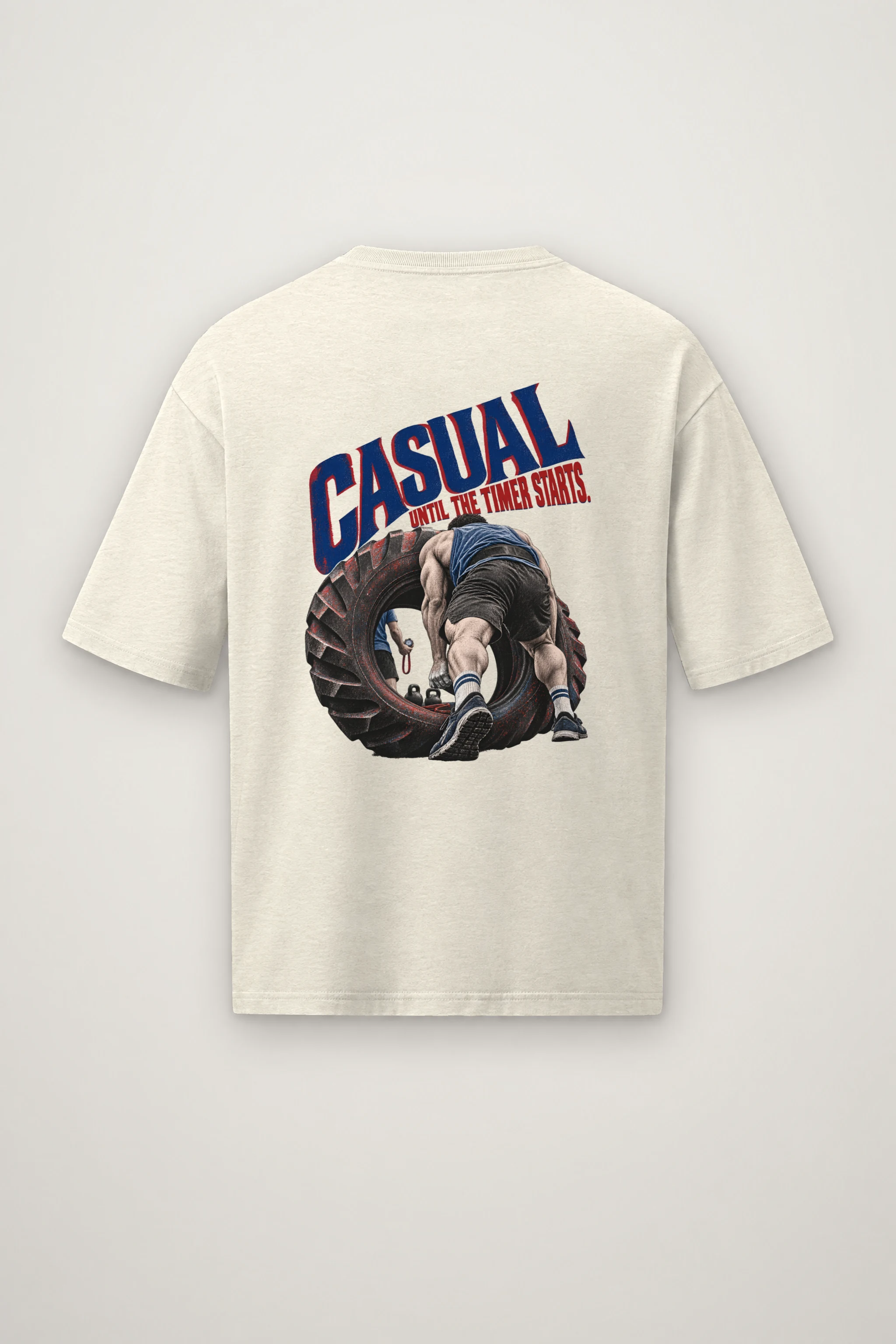 "Casual Until the Timer Starts" Men's Oversized Heavyweight Crewneck T-Shirt