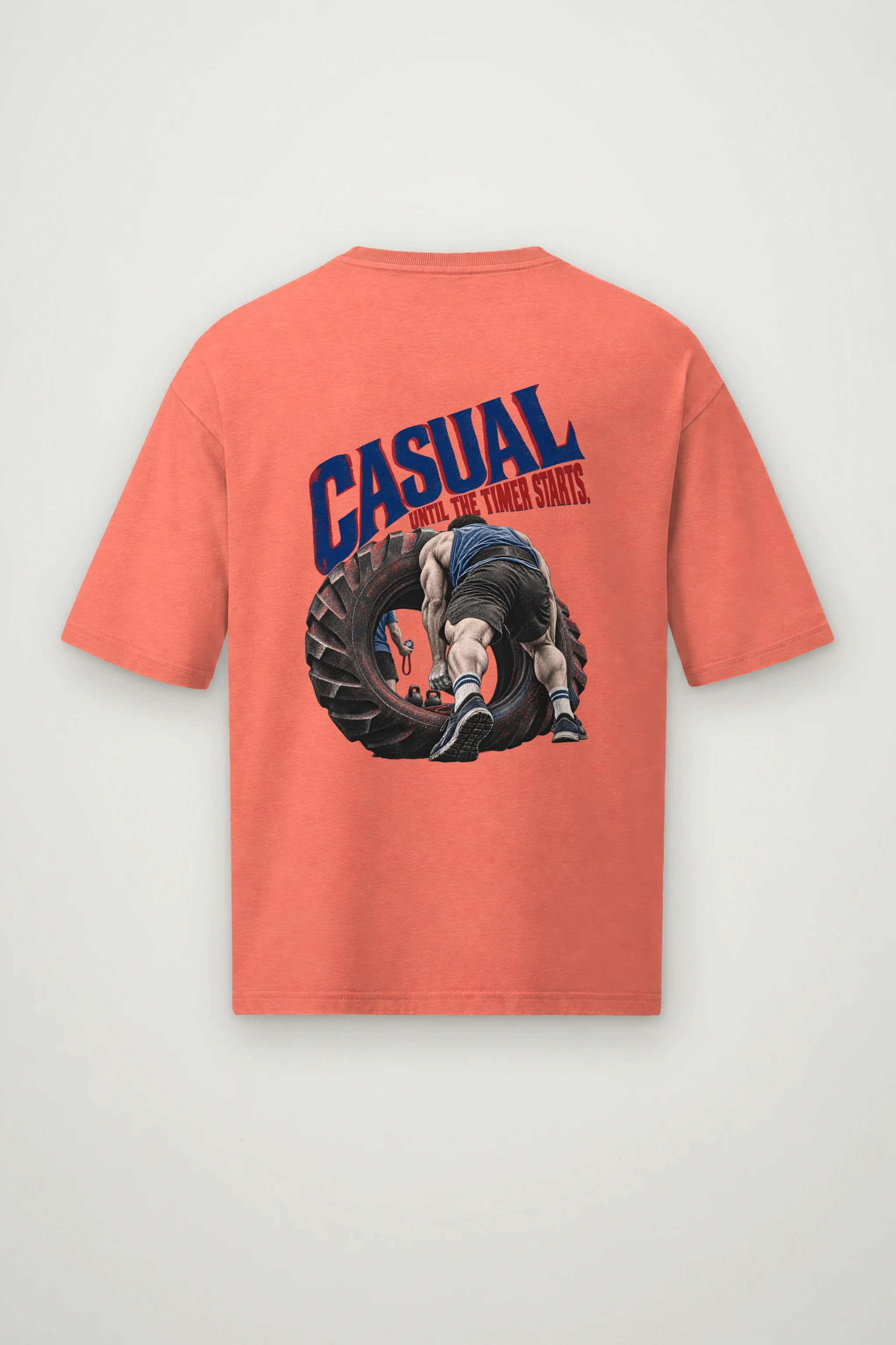 "Casual Until the Timer Starts" Men's Oversized Heavyweight Crewneck T-Shirt