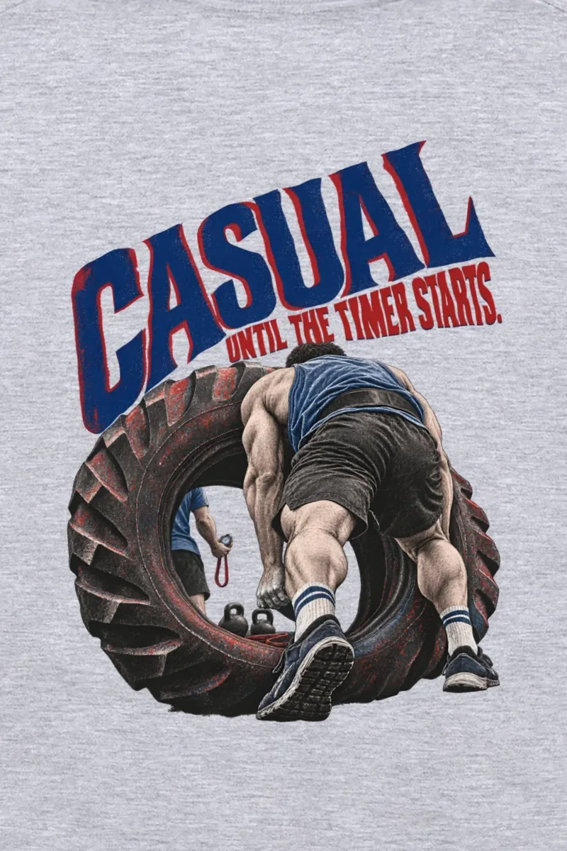 "Casual Until the Timer Starts" Unisex Longsleeve T-shirt - the graphic up close