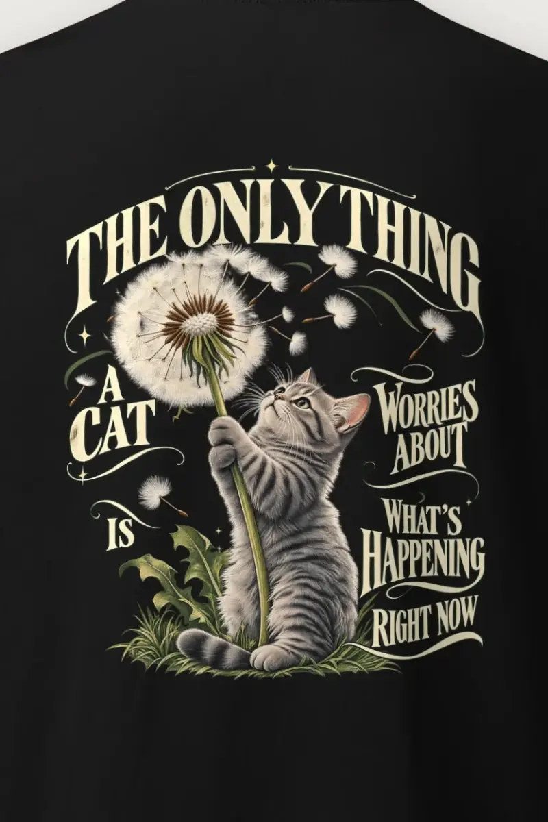 "Cat In The Moment" Heavyweight Unisex Crewneck T-shirt