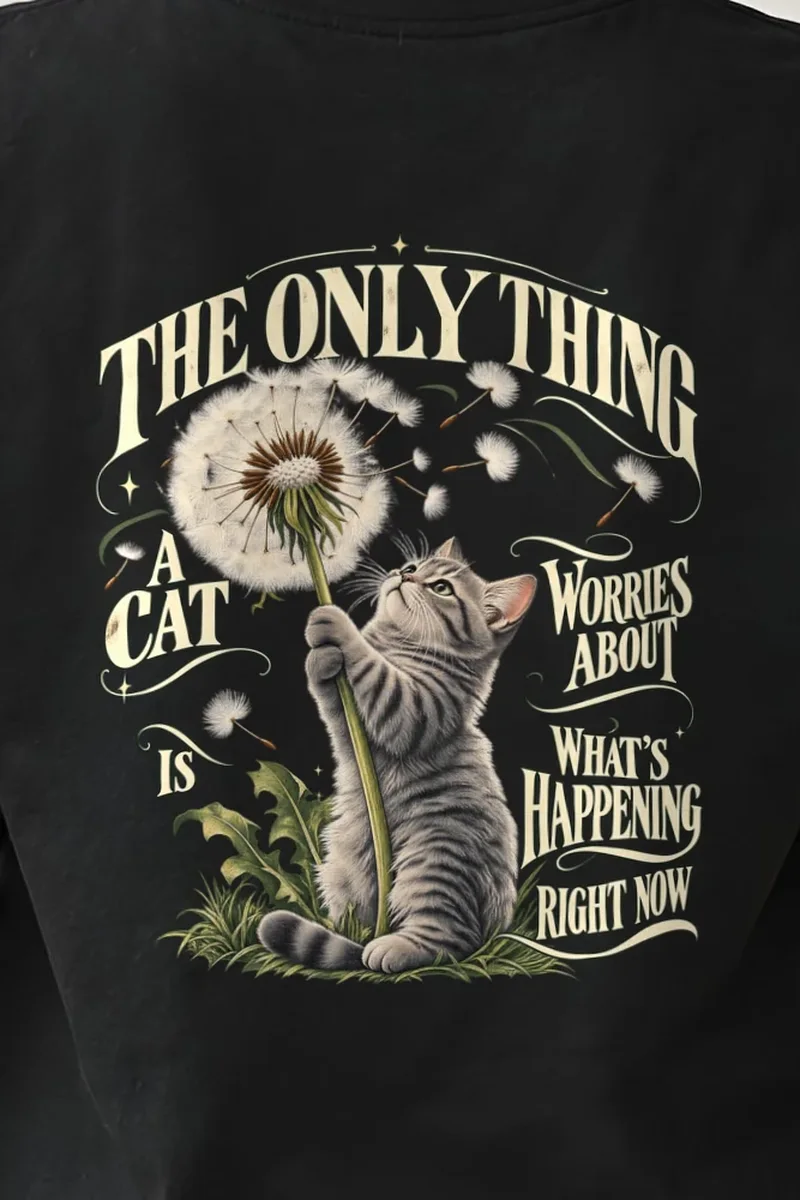 "Cat In The Moment" Heavyweight Unisex Crewneck T-shirt