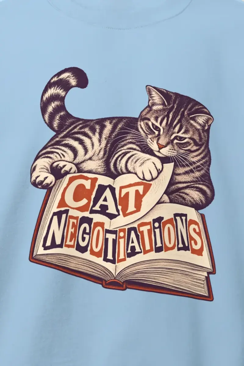 "Cat Negotiations" Heavy Blend Unisex Crewneck Sweatshirt - the graphic up close