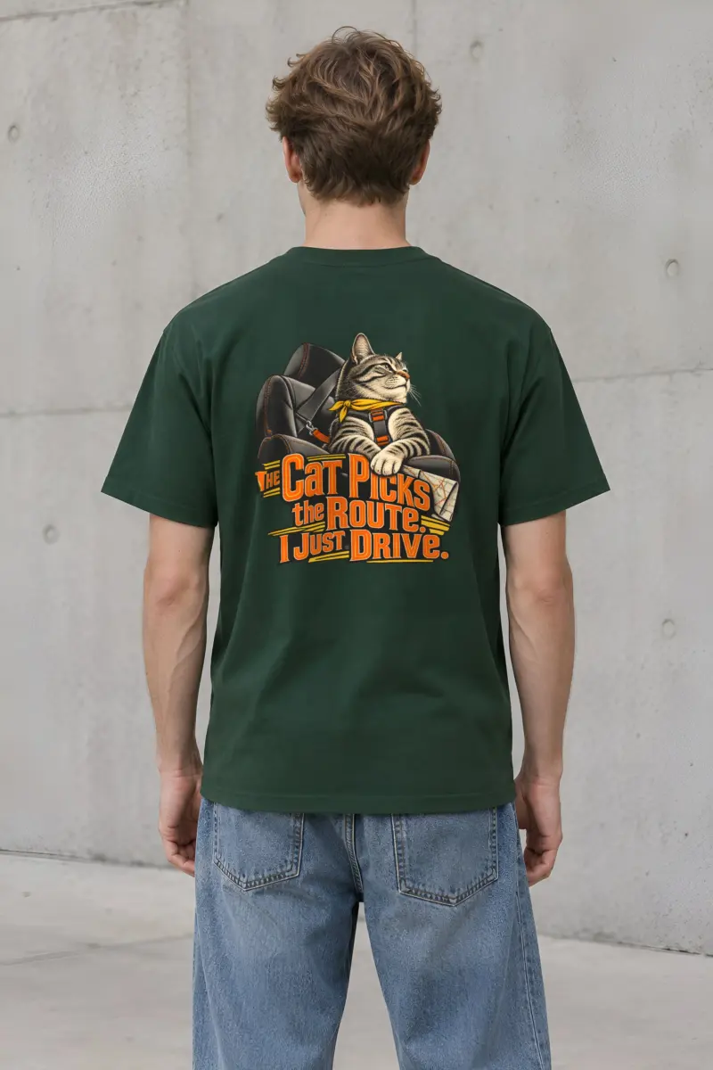 "Cat Picks The Route" Heavyweight Unisex Crewneck T-shirt