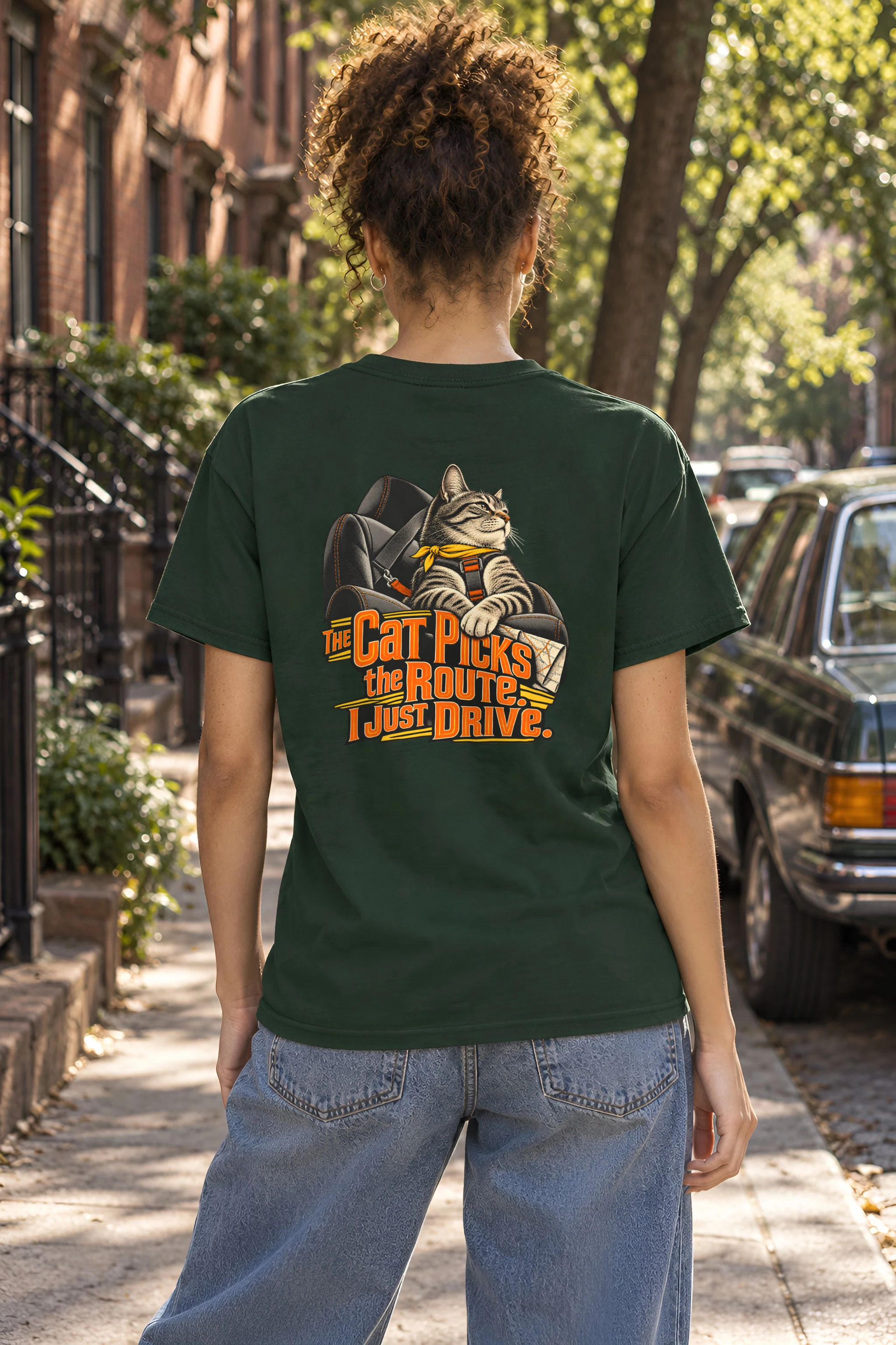 "Cat Picks The Route" Heavyweight Unisex Crewneck T-shirt