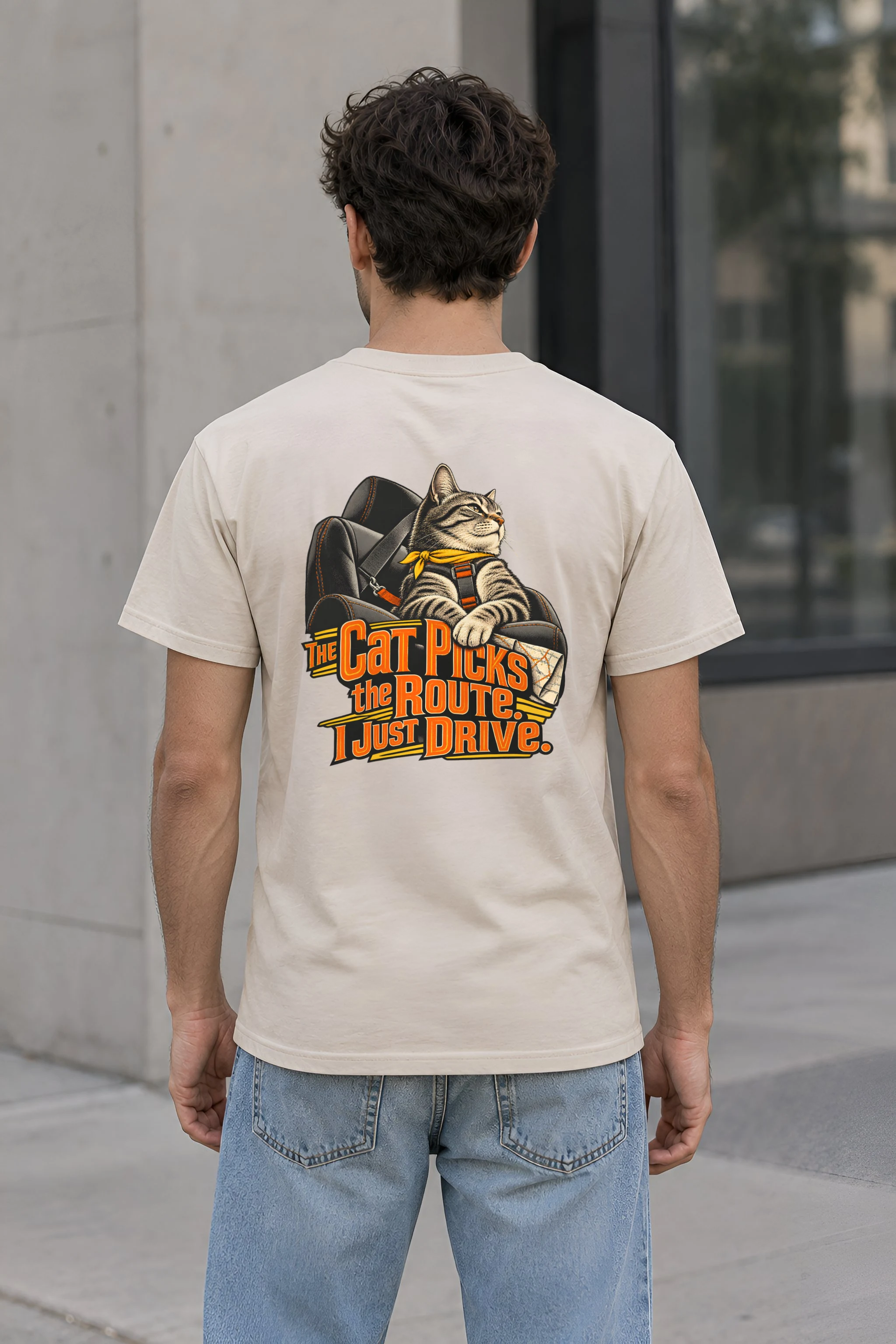 "Cat Picks The Route" Heavyweight Unisex Crewneck T-shirt