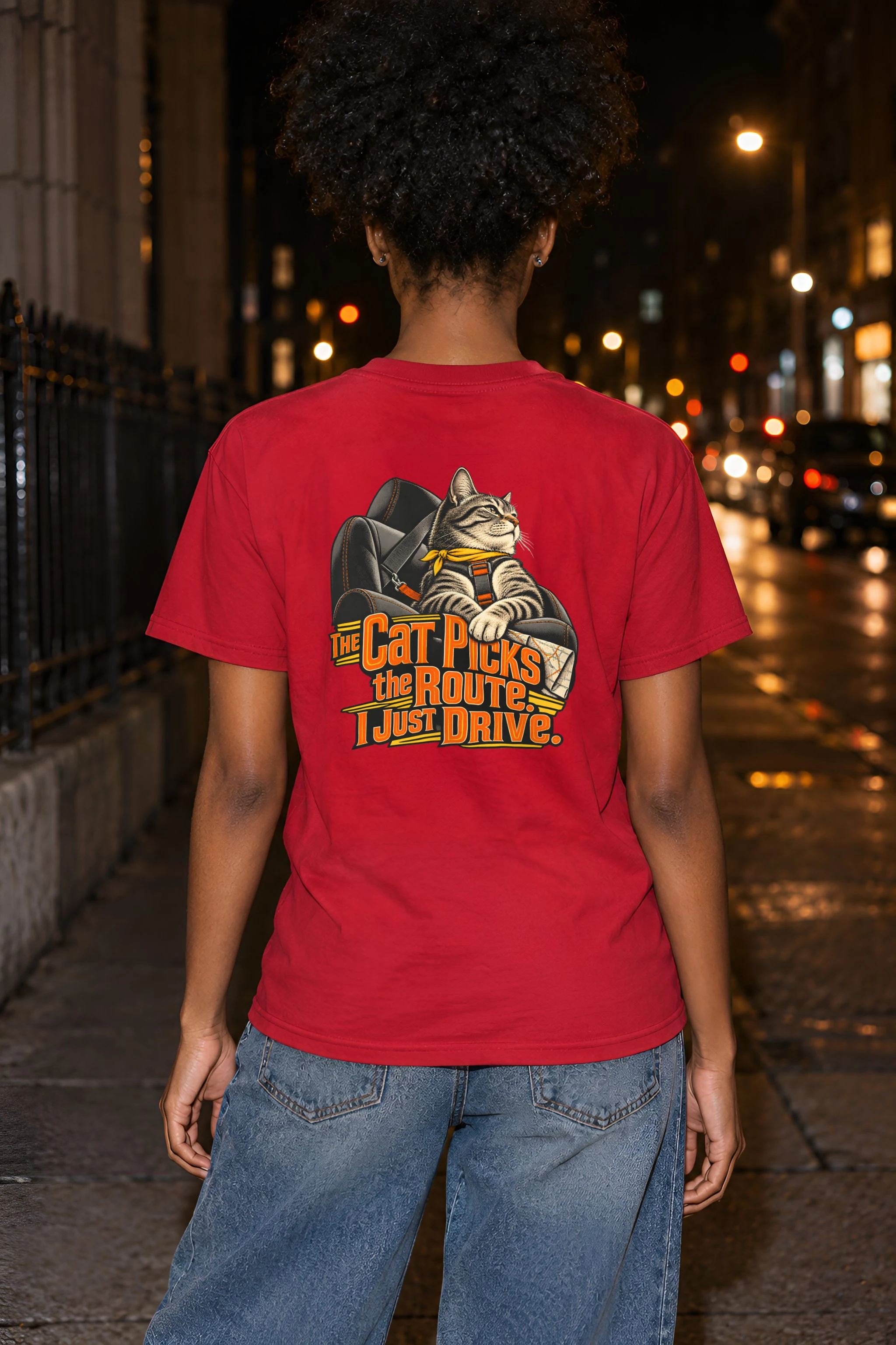 "Cat Picks The Route" Heavyweight Unisex Crewneck T-shirt
