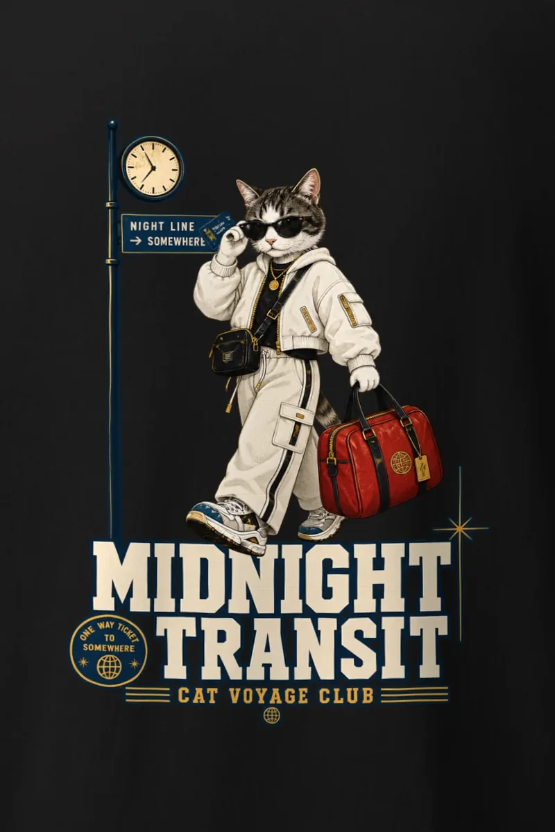 "Cat Voyage Club" Heavyweight Unisex Crewneck T-shirt